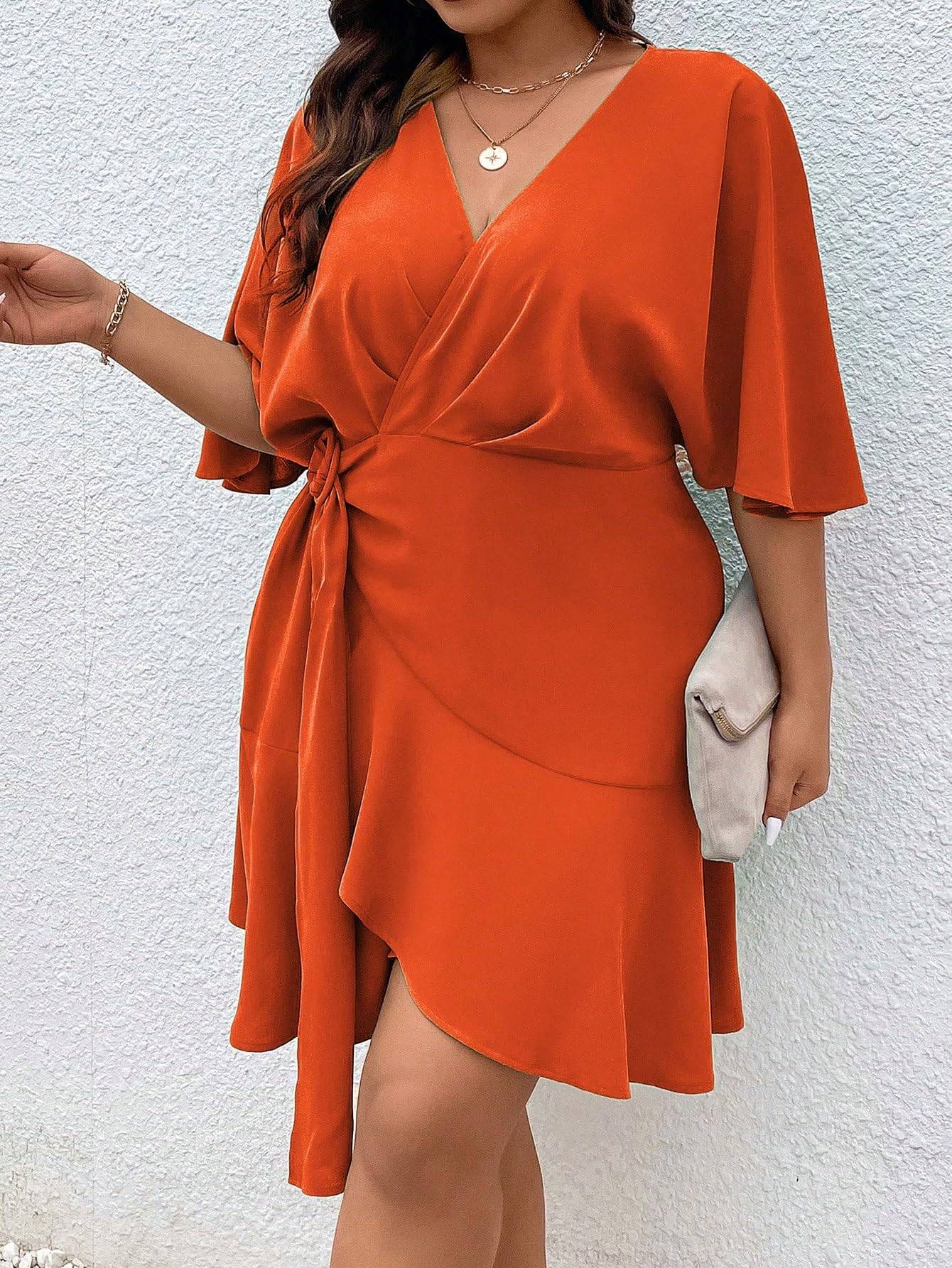 Women's Plus Size Wrap V Neck A Line Dress