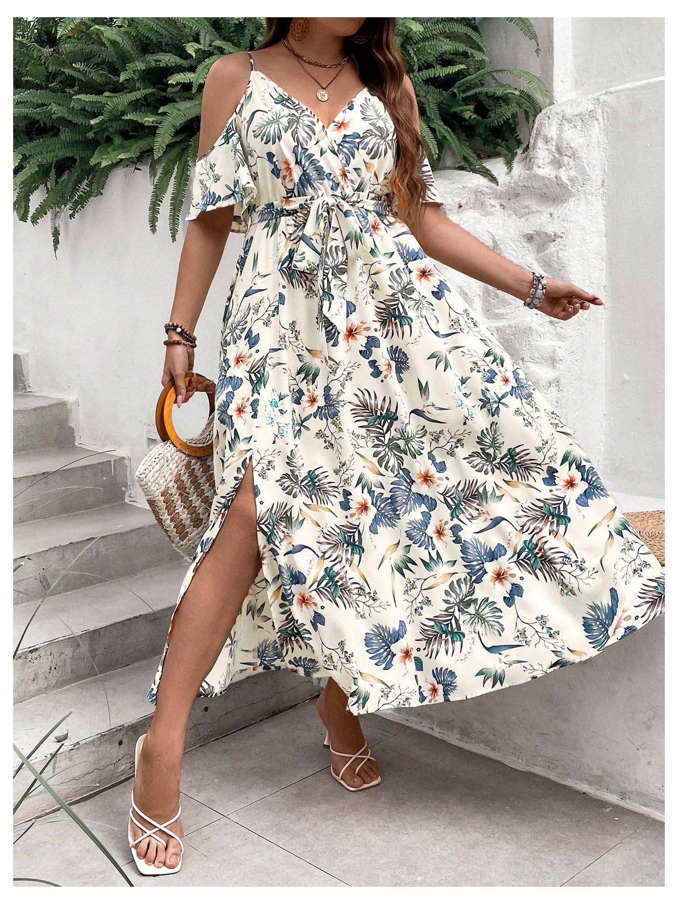 Women's Plus Size Short Sleeve Long Dress