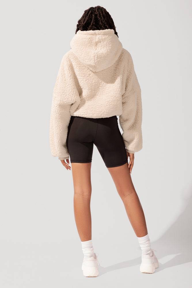 Faux Sherpa Pullover Cloud Hoodie - Taupe