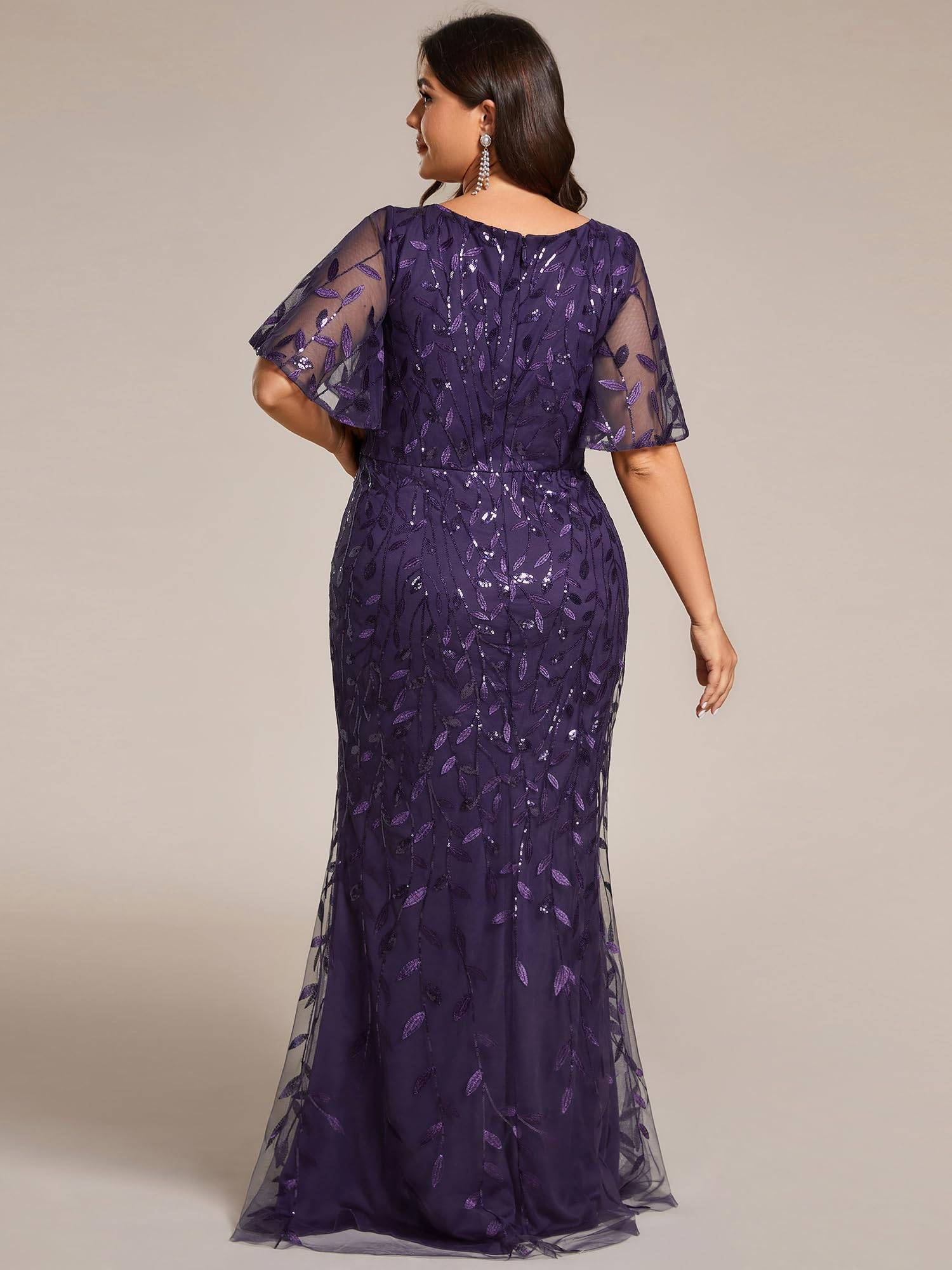 Women's V-Neck Sparkly Formal Dresses Plus Size