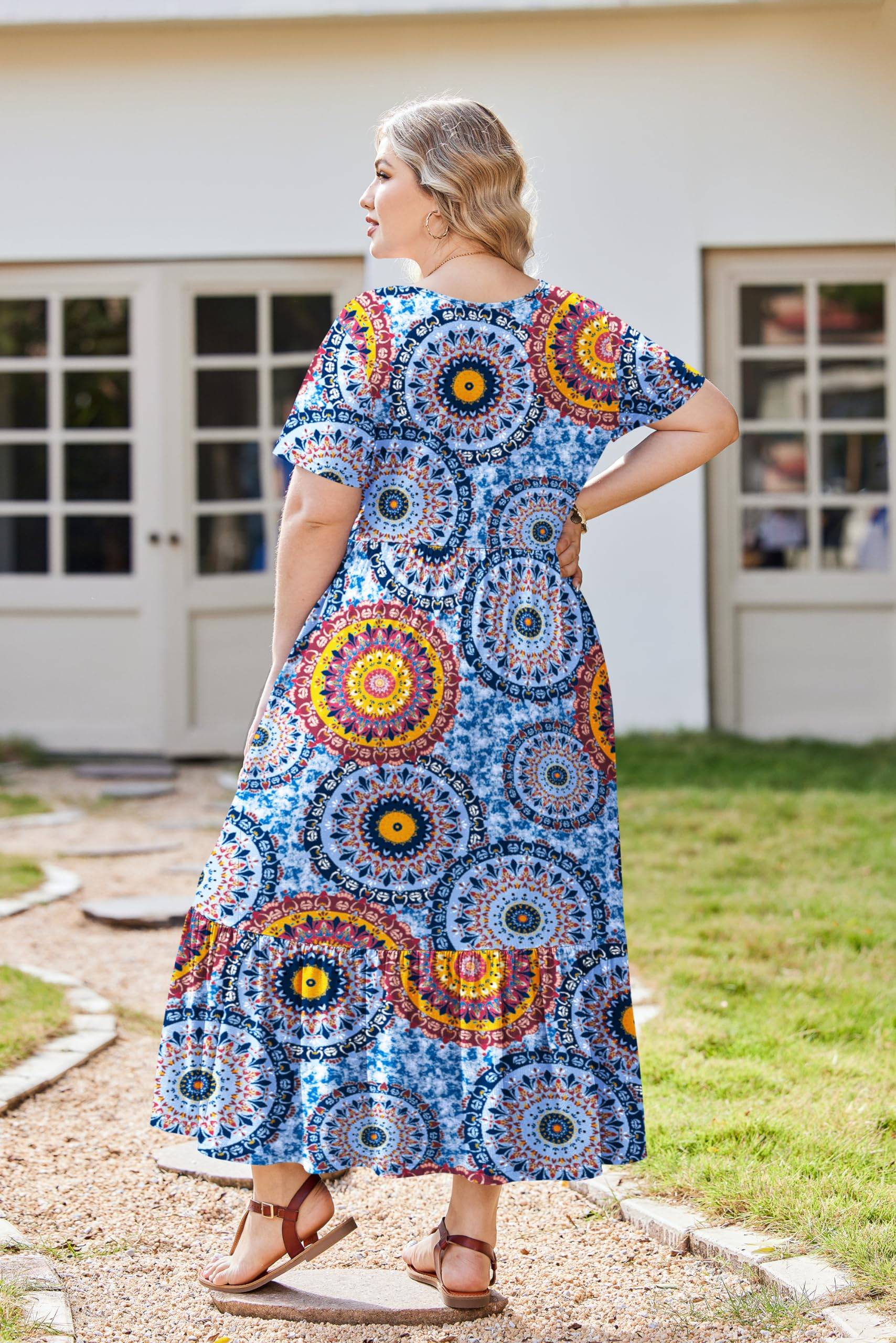 Women Plus Size Long Maxi Dresses with Pockets