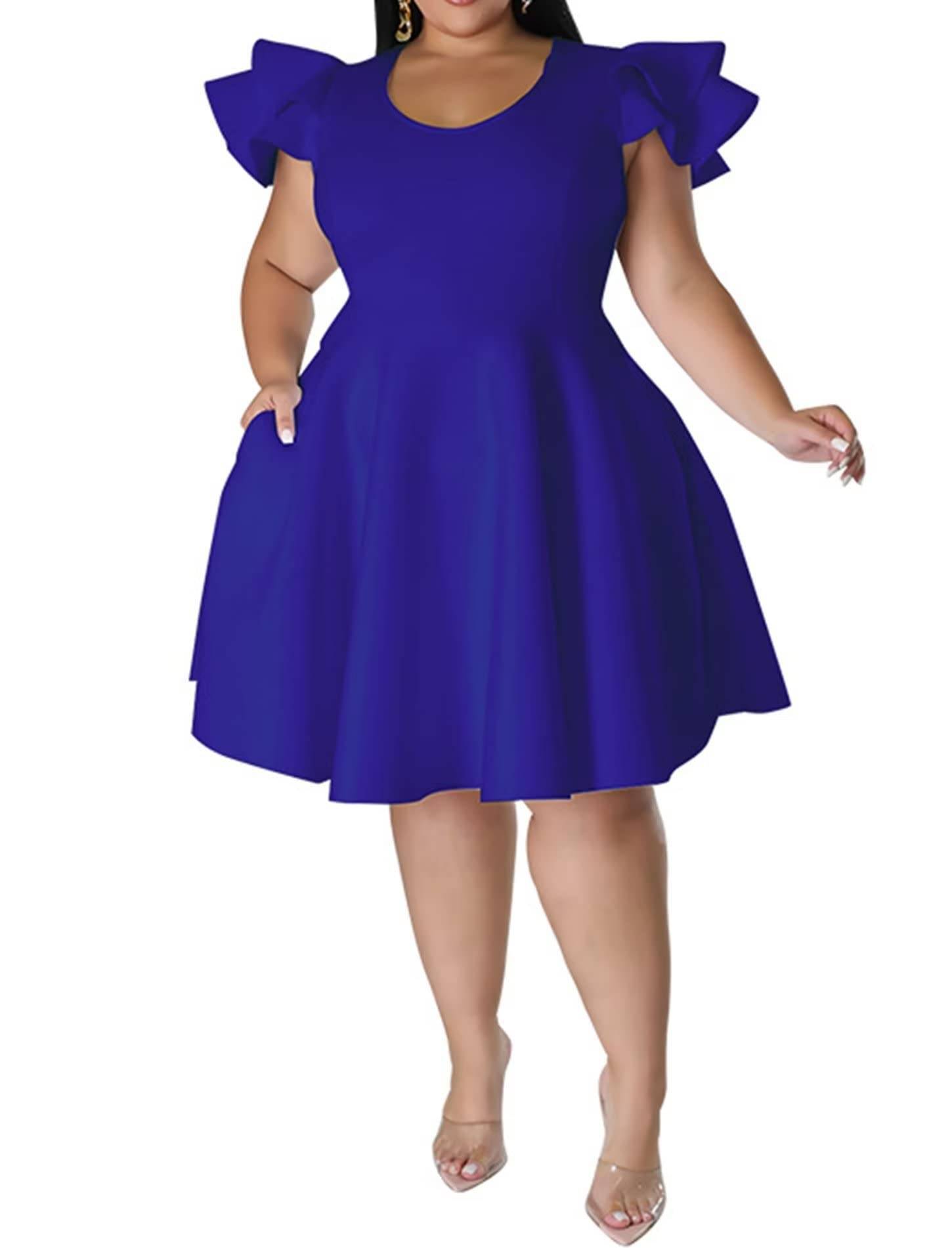 Women's Plus Size A Line Party Dress with Pockets