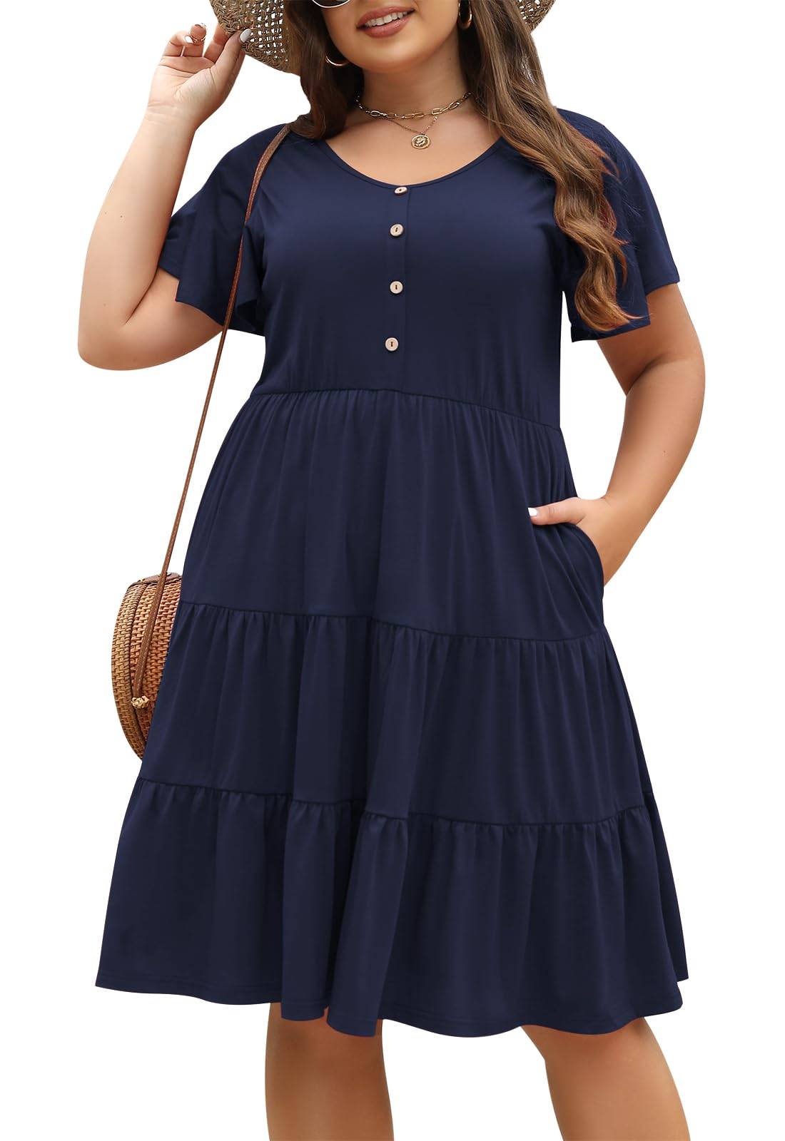 Womens Plus Size Swing Dress with Pocket