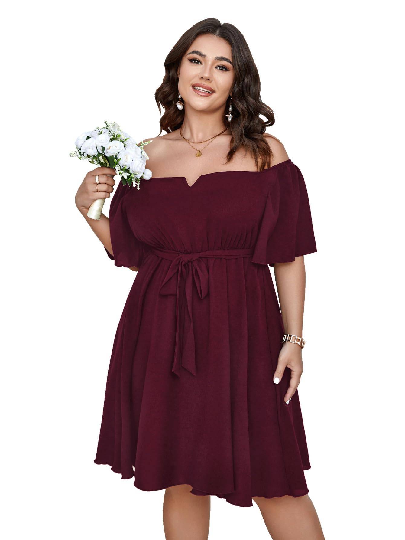 Womens Plus Size Short Sleeve A-Line Mini Dress