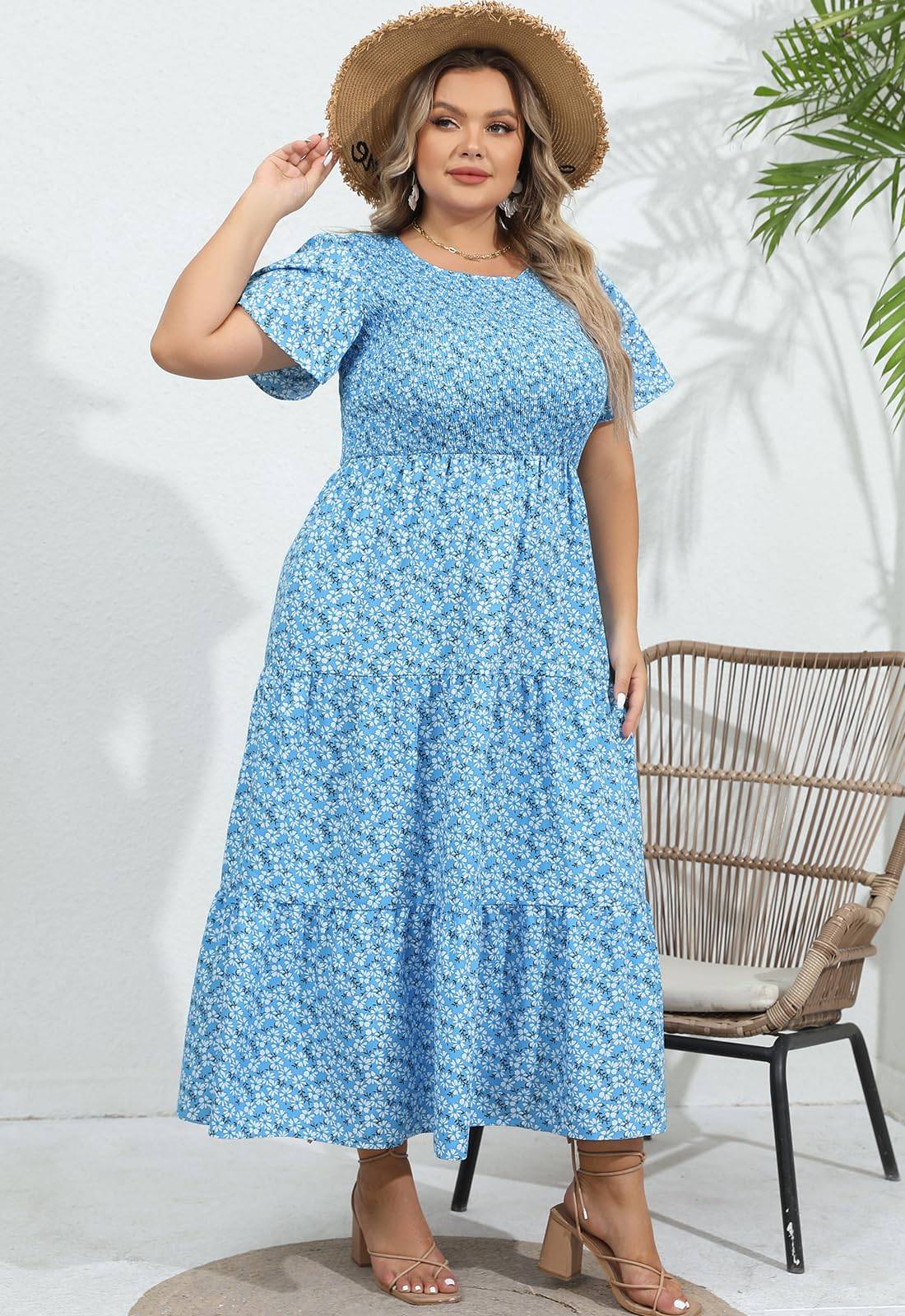 Women's Plus Size Maxi Dress Floral Boho Dress