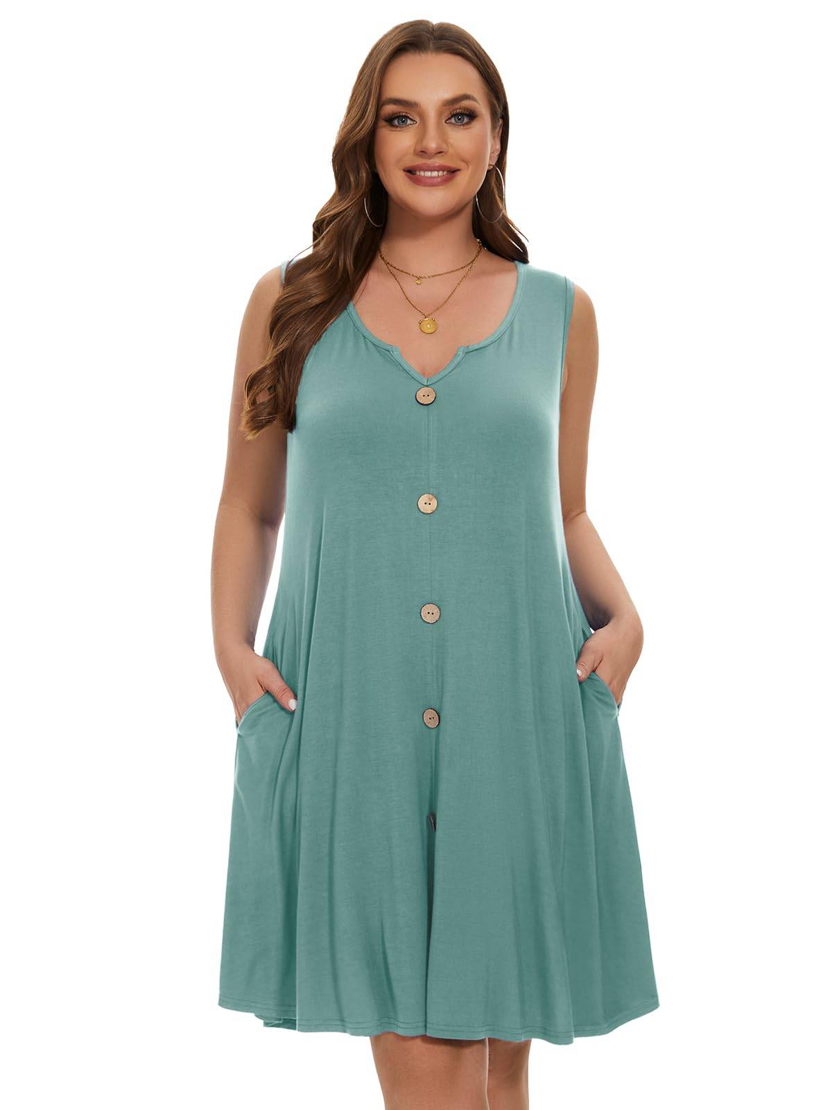 Women Plus Size A Line Sundresses Midi Dress