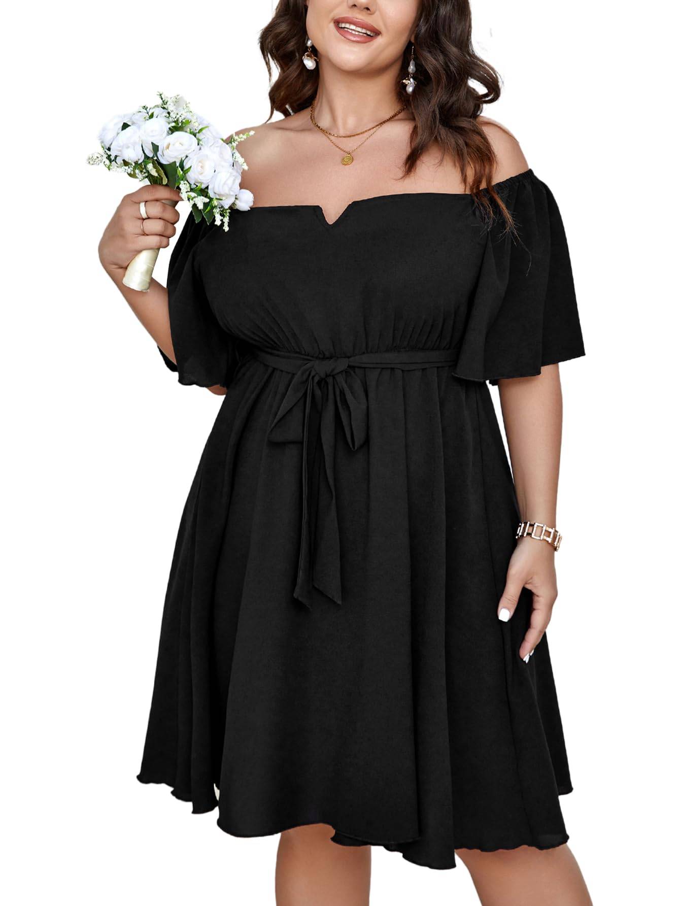 Womens Plus Size Short Sleeve A-Line Mini Dress