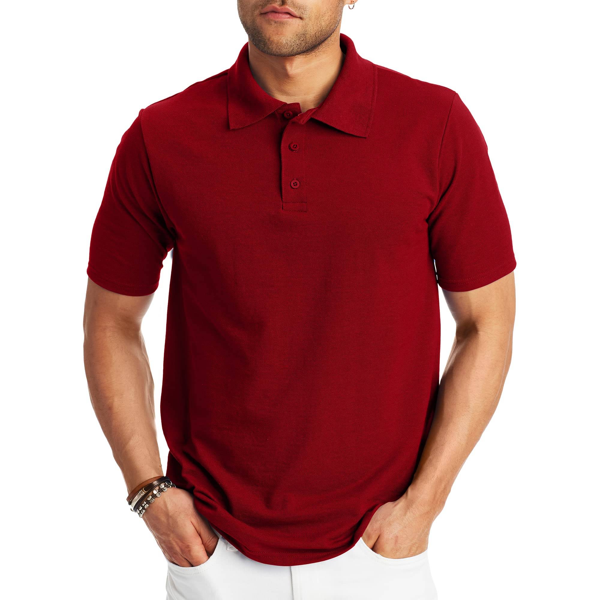 Hanes Men’s Short Sleeve Polo Shirt, Midweight Men's Shirt