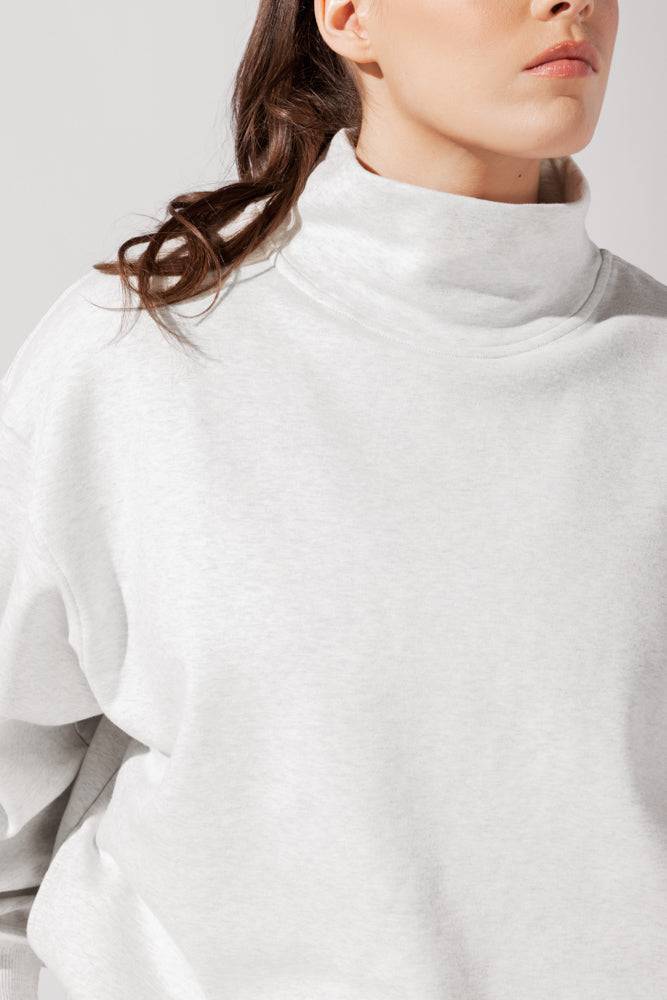   Gooey Mockneck Sweatshirt with Pockets - Light Heather Grey