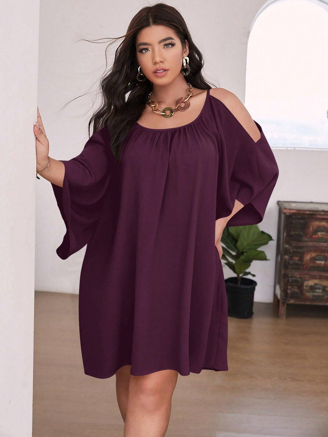 Women Plus Size Summer Dress Cold Short Dresses