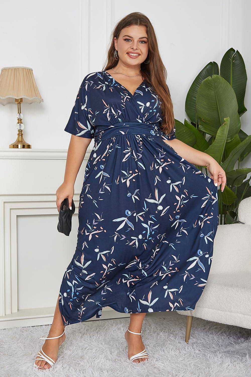 Plus Size Maxi Dresses Women Boho Floral