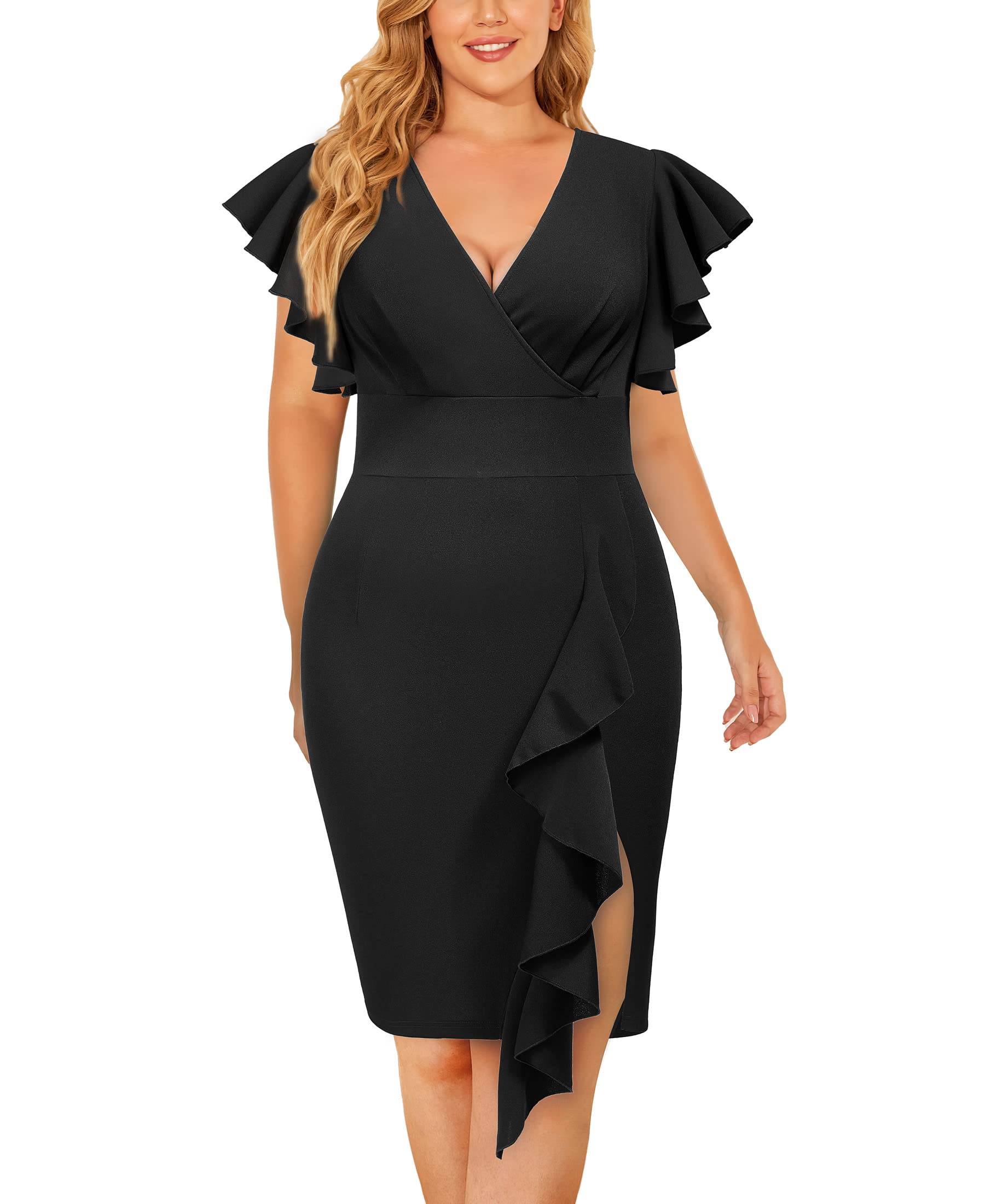 Women's Plus Size V Neck Business Party Dress