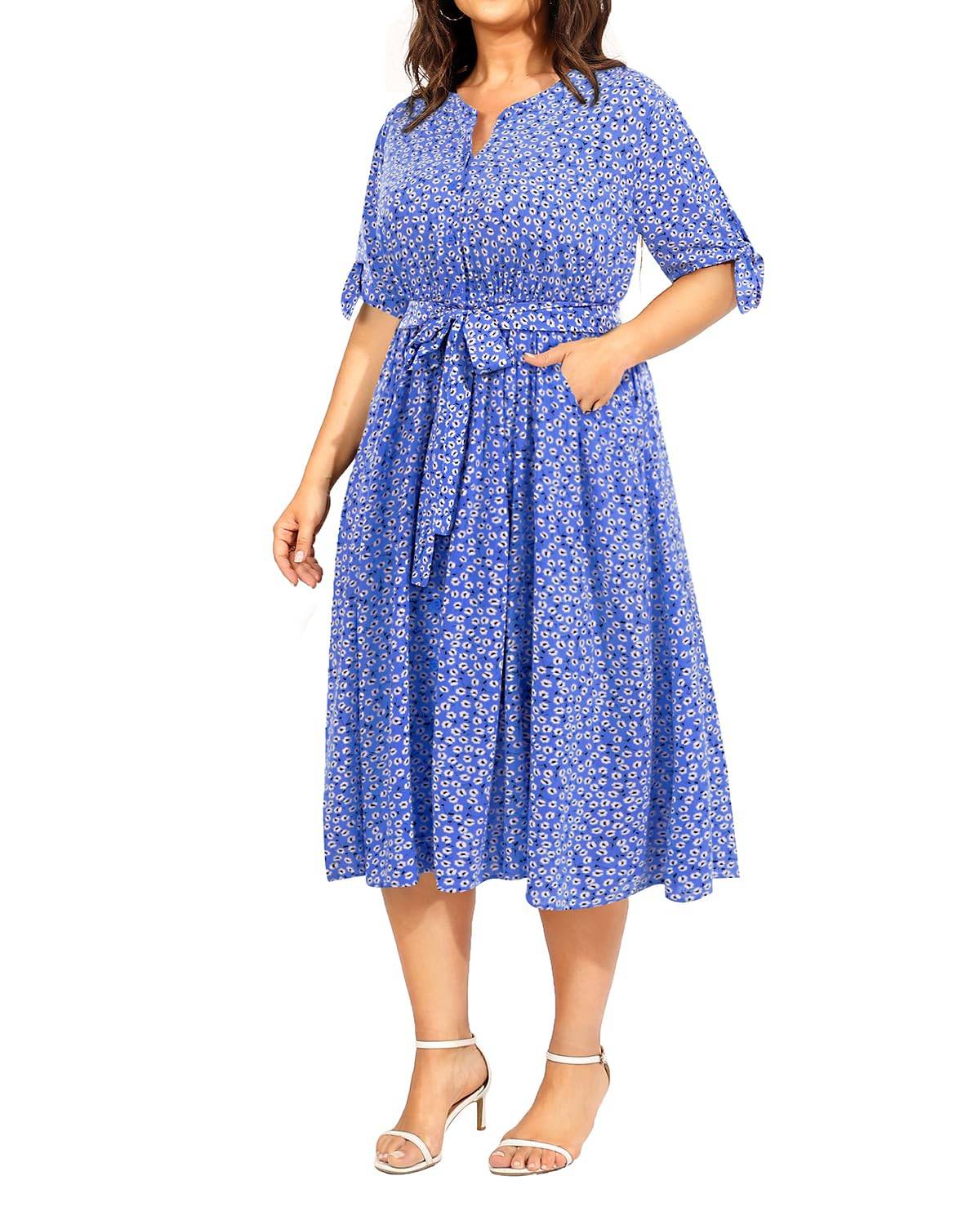 Women's Summer Midi Dress Plus Size Sundress