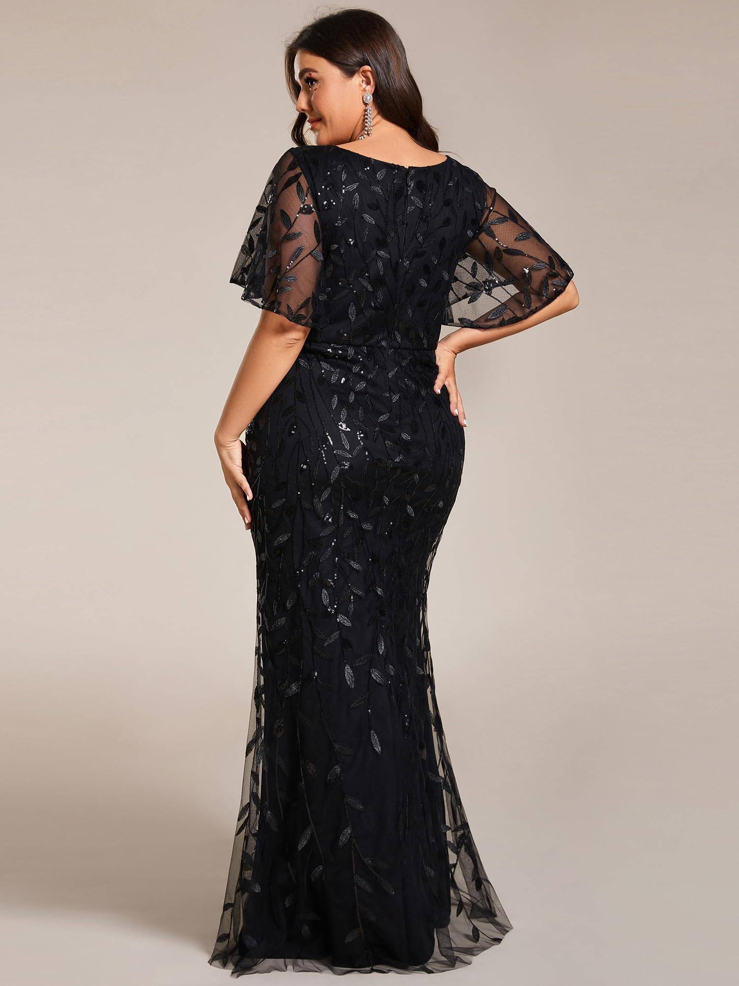 Women's V-Neck Sparkly Formal Dresses Plus Size