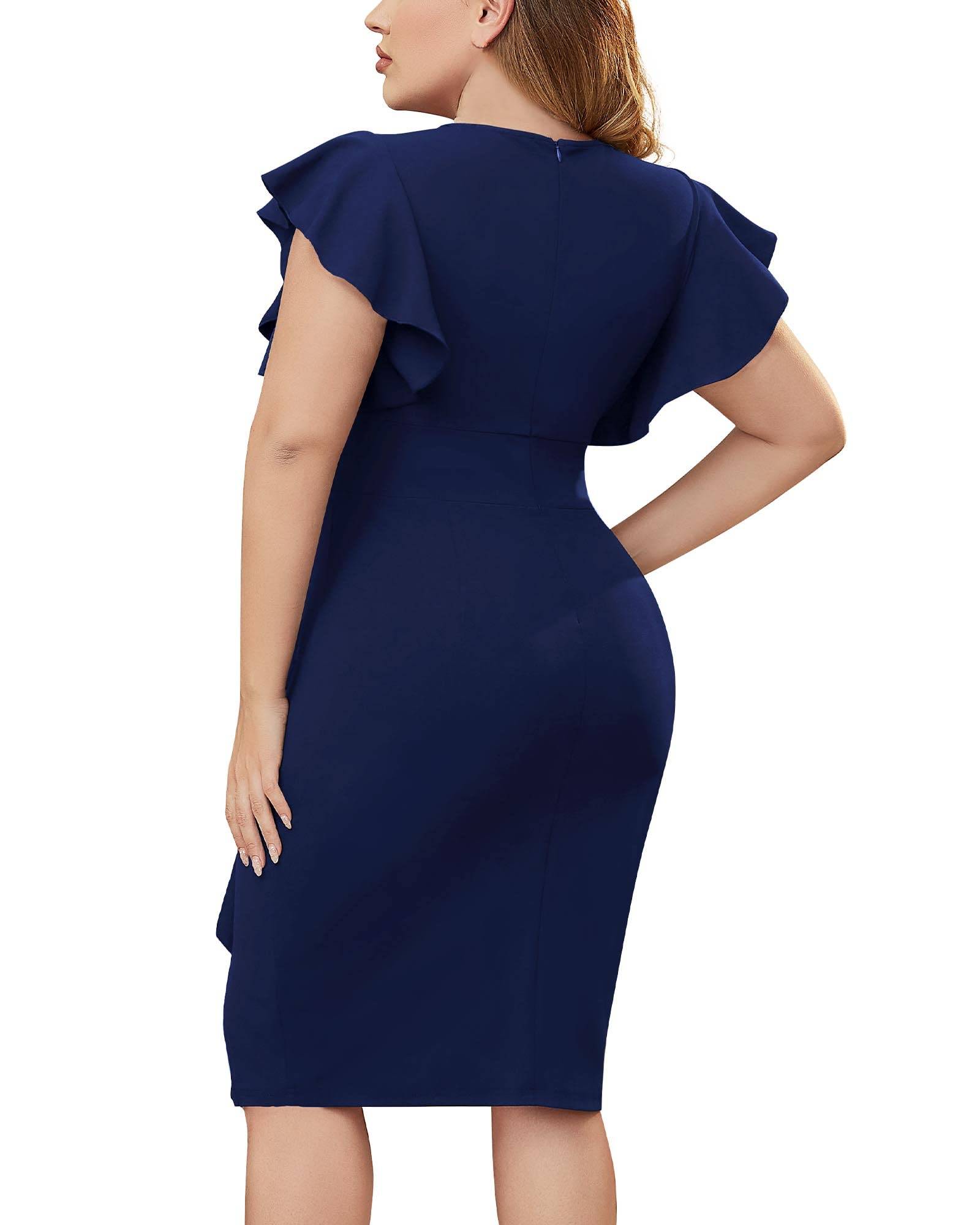 Women's Plus Size V Neck Business Party Dress