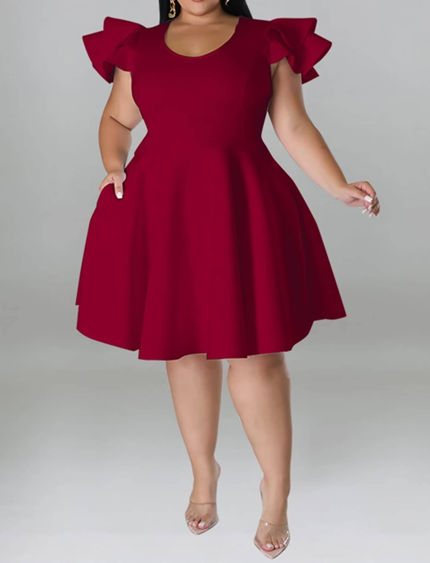 Women's Plus Size A Line Party Dress with Pockets