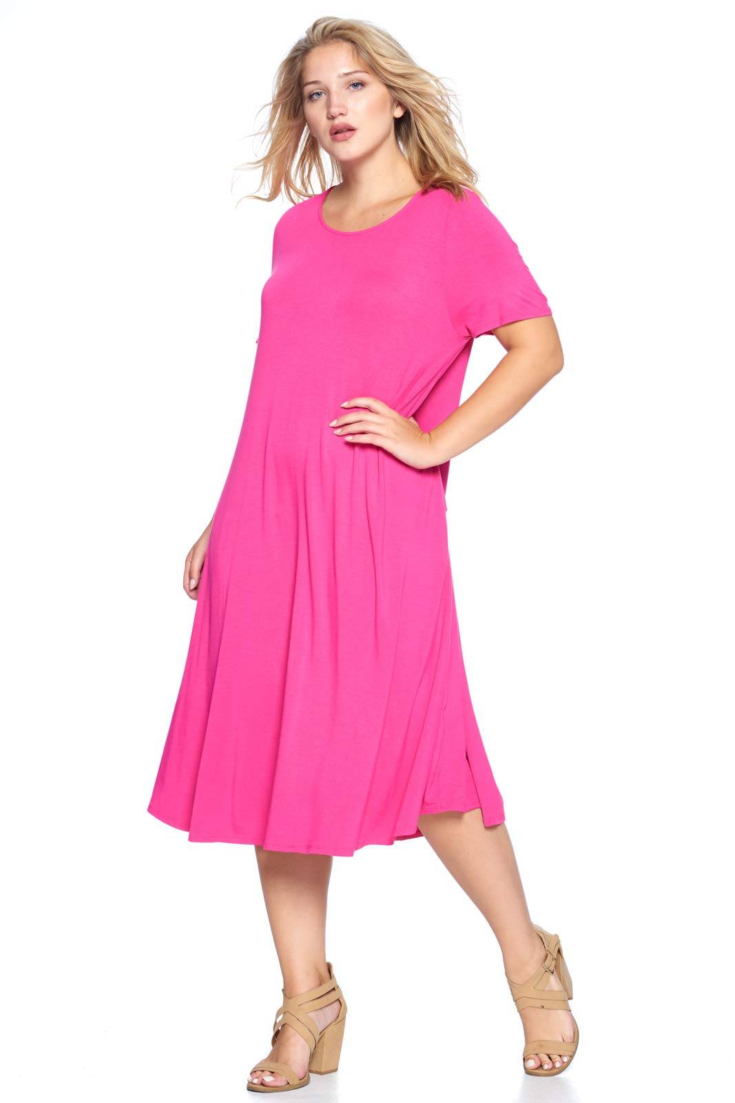 Women's Plus Size A-Line Pocket Midi Dress