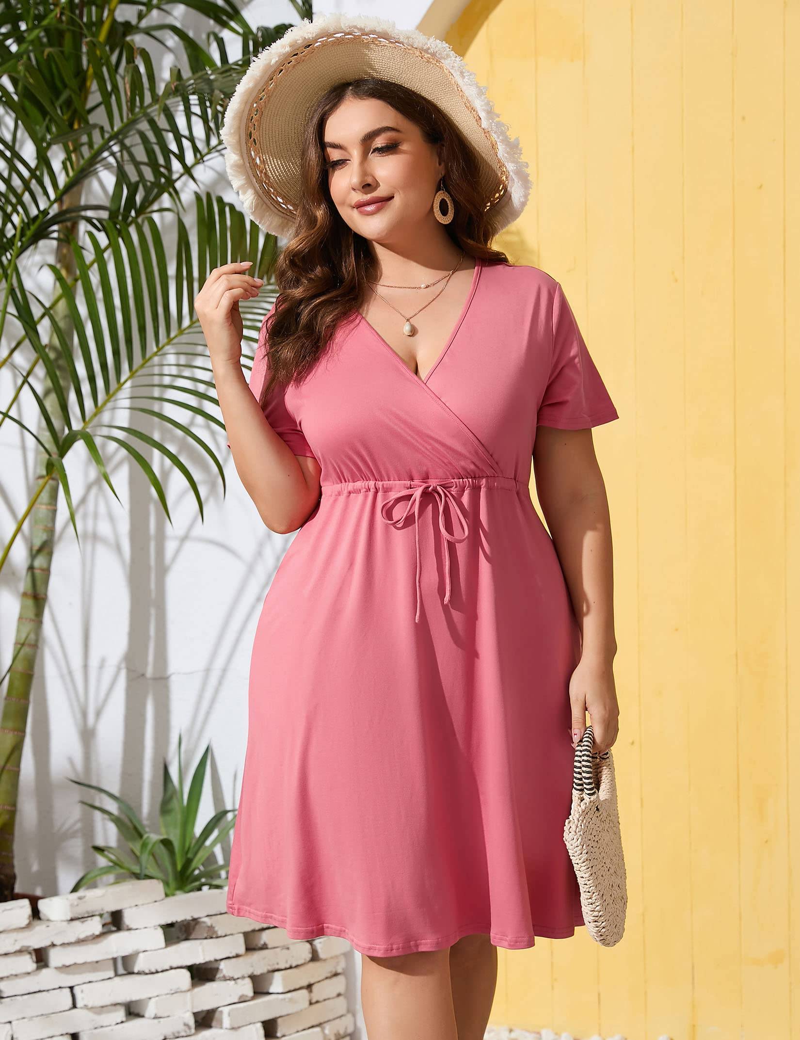 Plus Size Summer Dress Women's A Line Midi Dresses