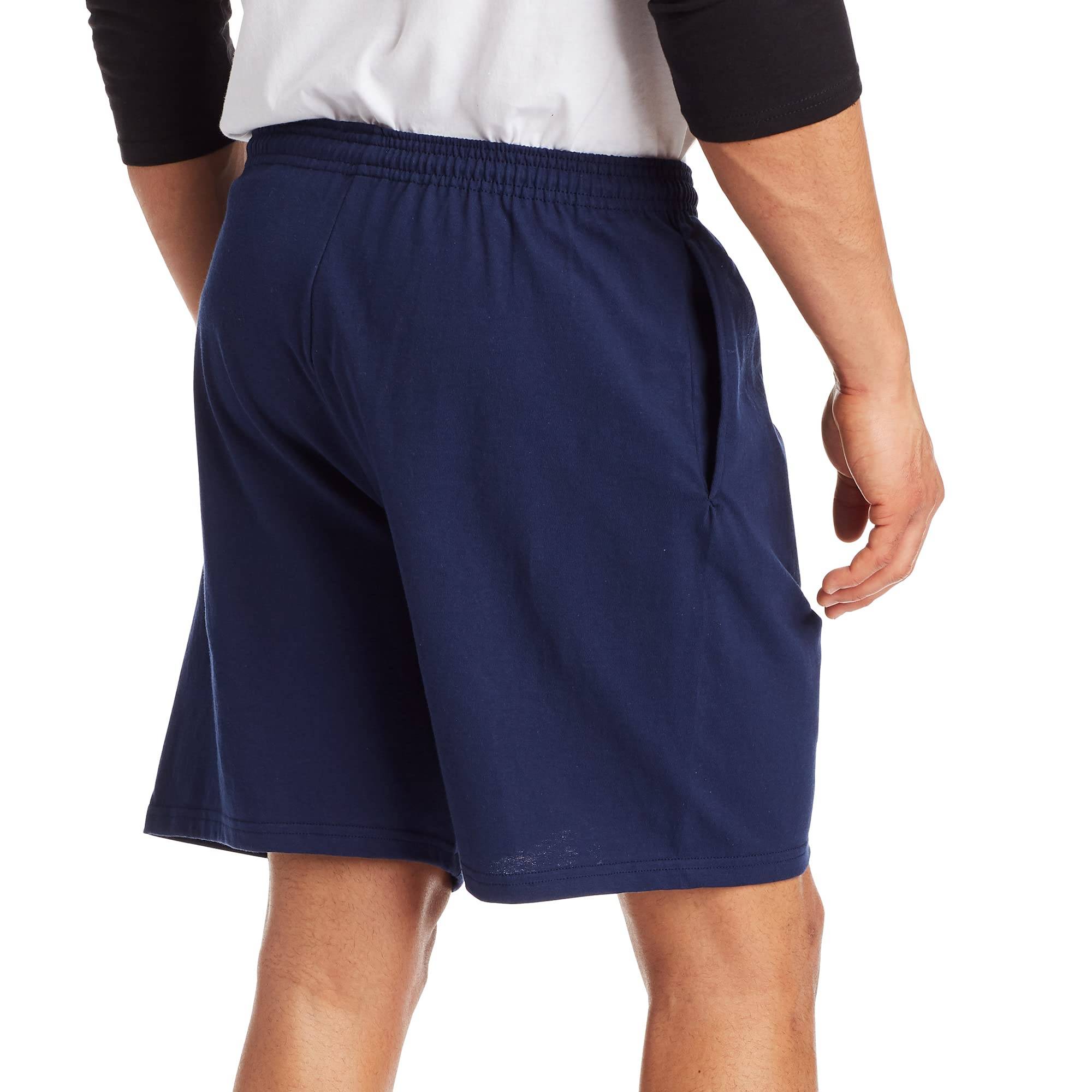 Men's Athletic Shorts, Cotton Shorts, Pull-On Knit Shorts with Pockets, Knit Gym Shorts, 7.5" Inseam