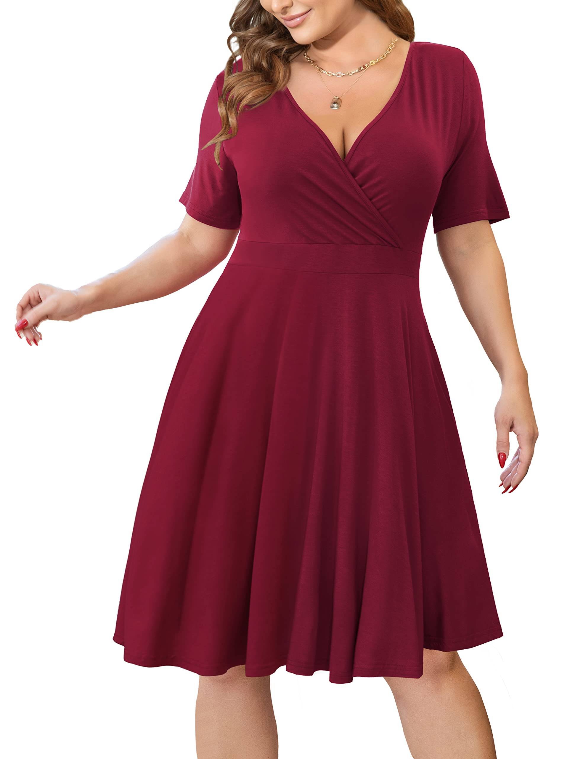 Womens Plus Size Dresses Wrap Dress with Pockets