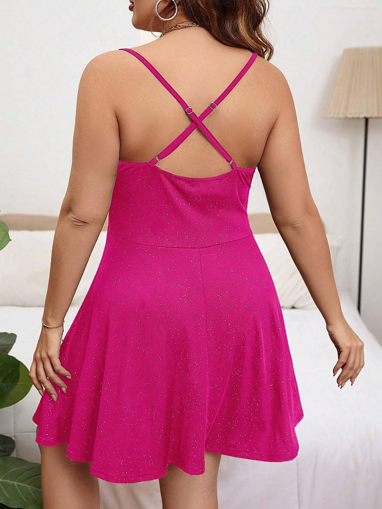 Women's Plus Size Sleeveless Glitter Dress