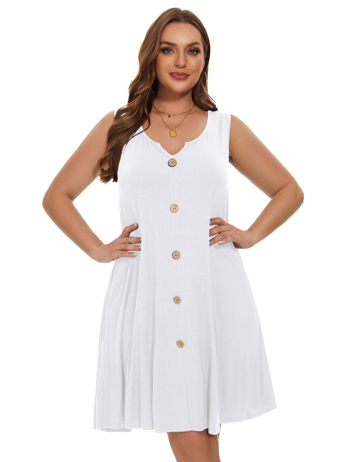 Women Plus Size A Line Sundresses Midi Dress