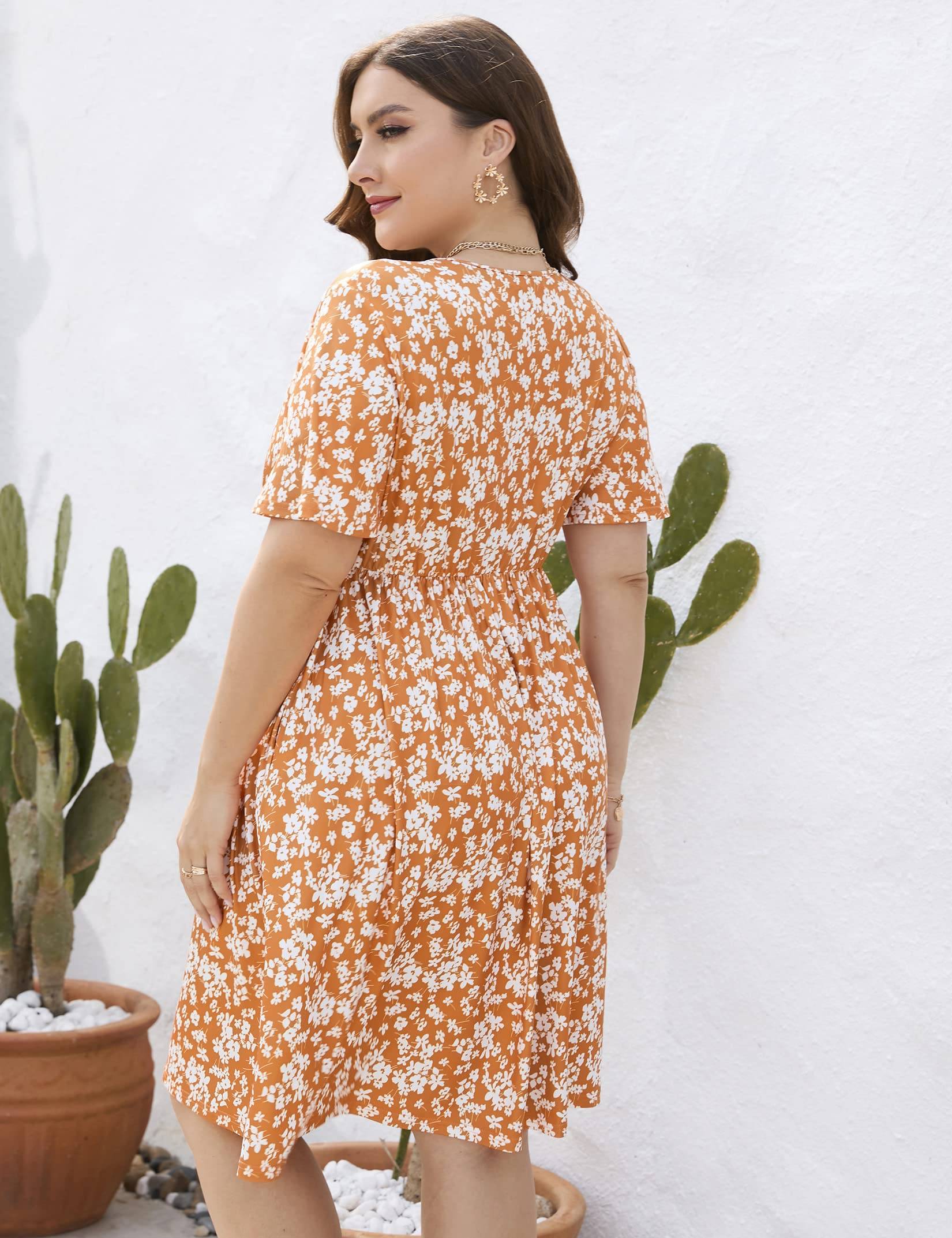 Plus Size Summer Dress Women's A Line Midi Dresses