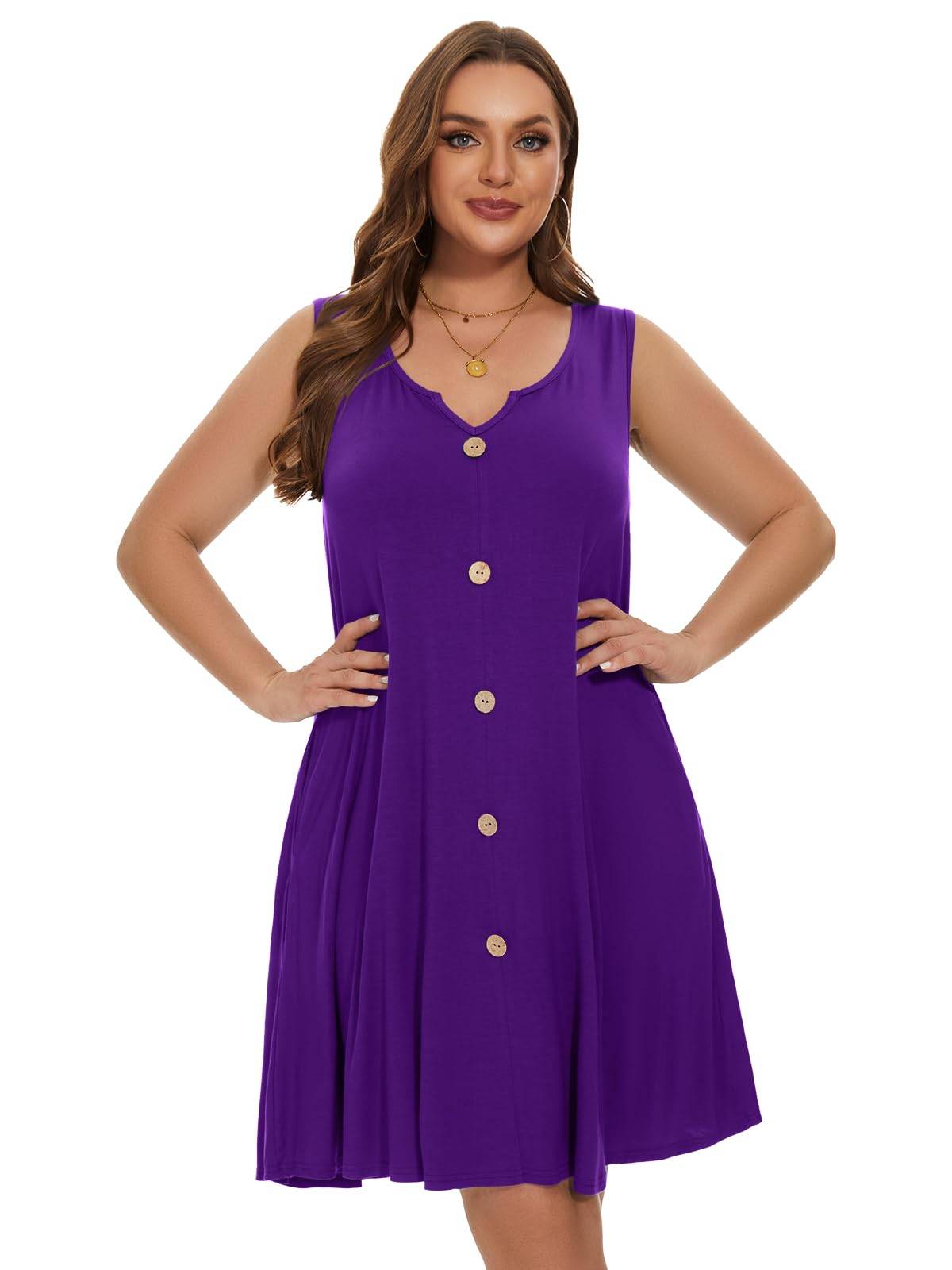 Women Plus Size A Line Sundresses Midi Dress