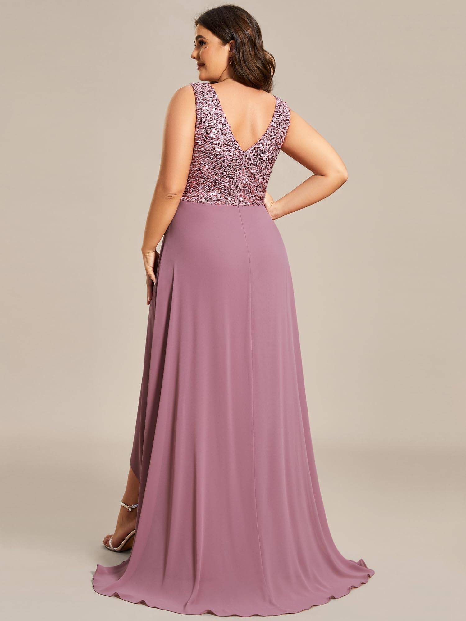 Plus Women V Neck Maxi Formal Party Dress