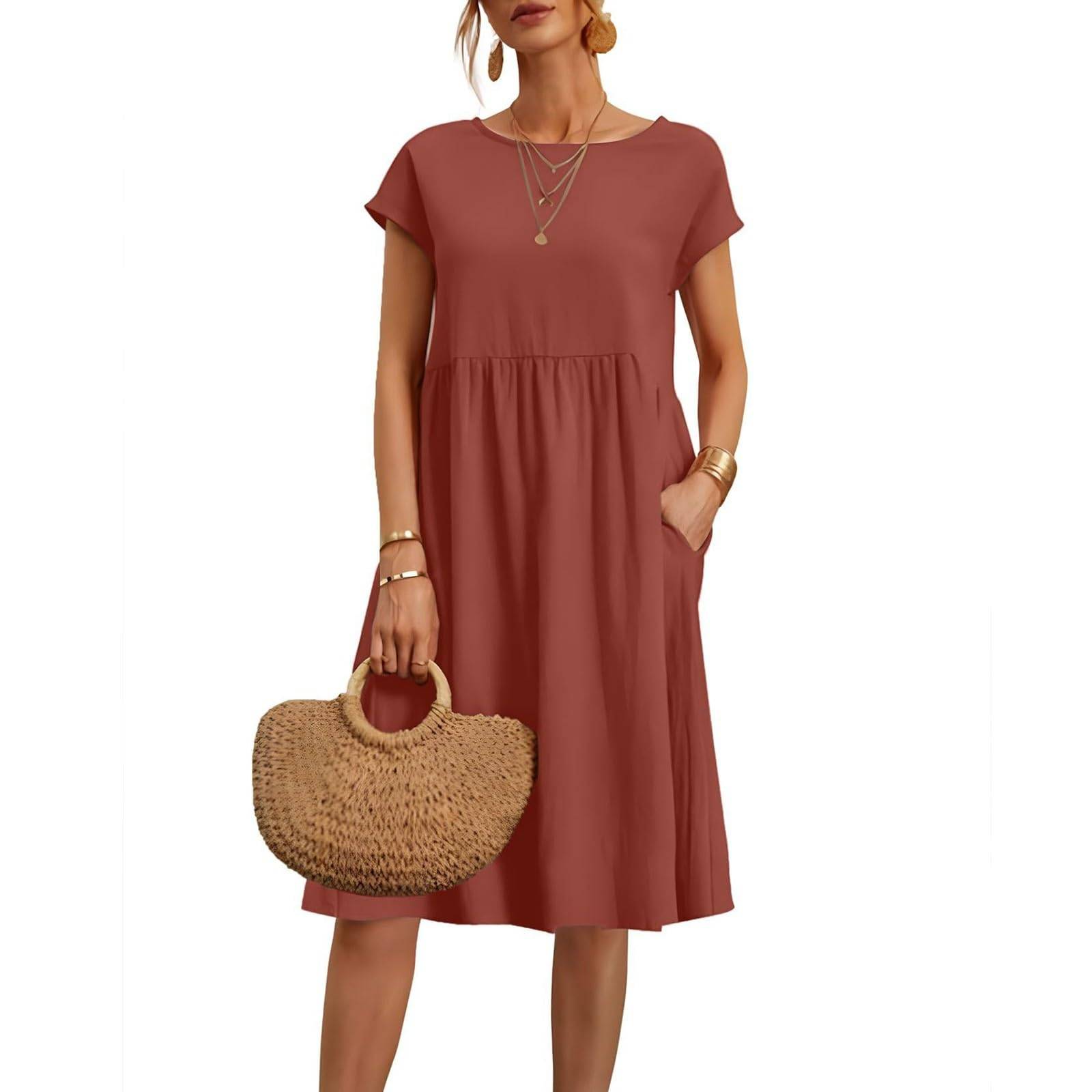 Women Plus Size Midi Dress Beach Sundress