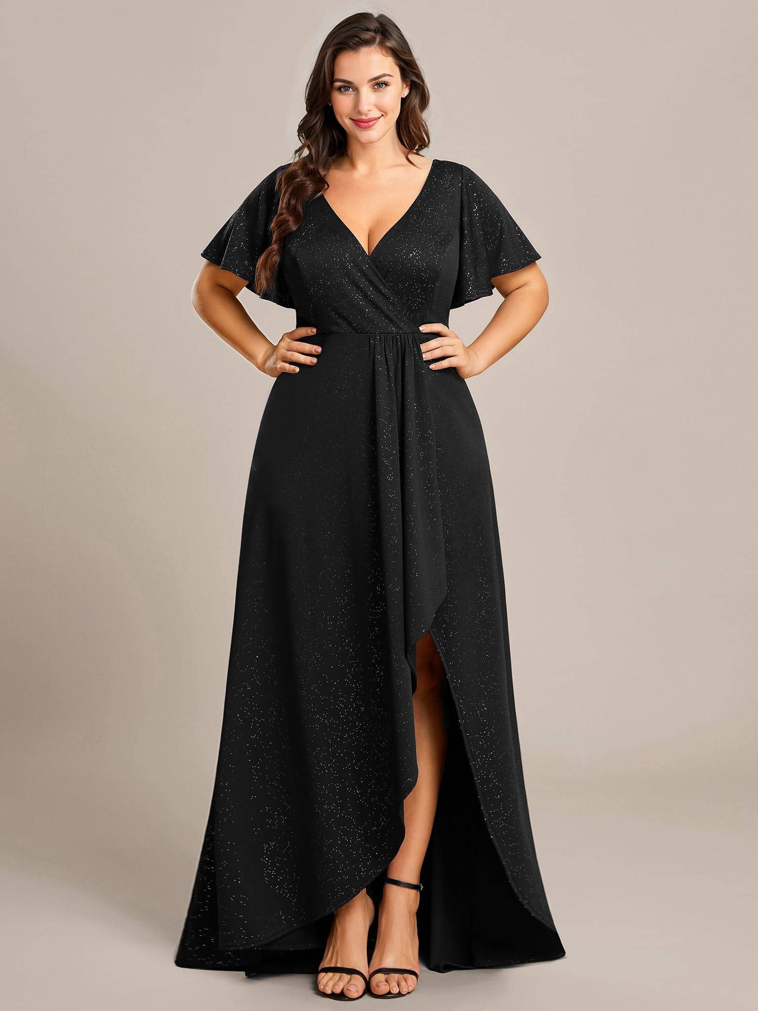 Women's Glitter A-line Plus Size Formal Dresses