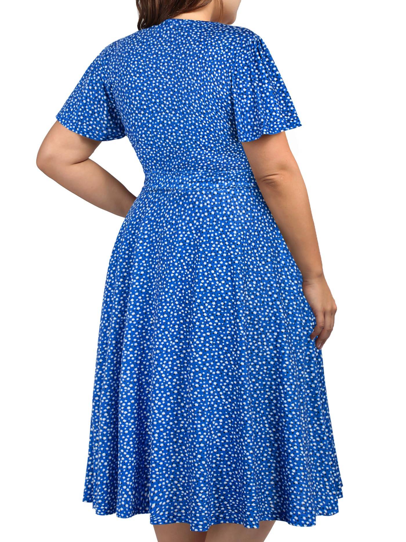 Plus Size Womens V Neck Floral Party Midi Dresses