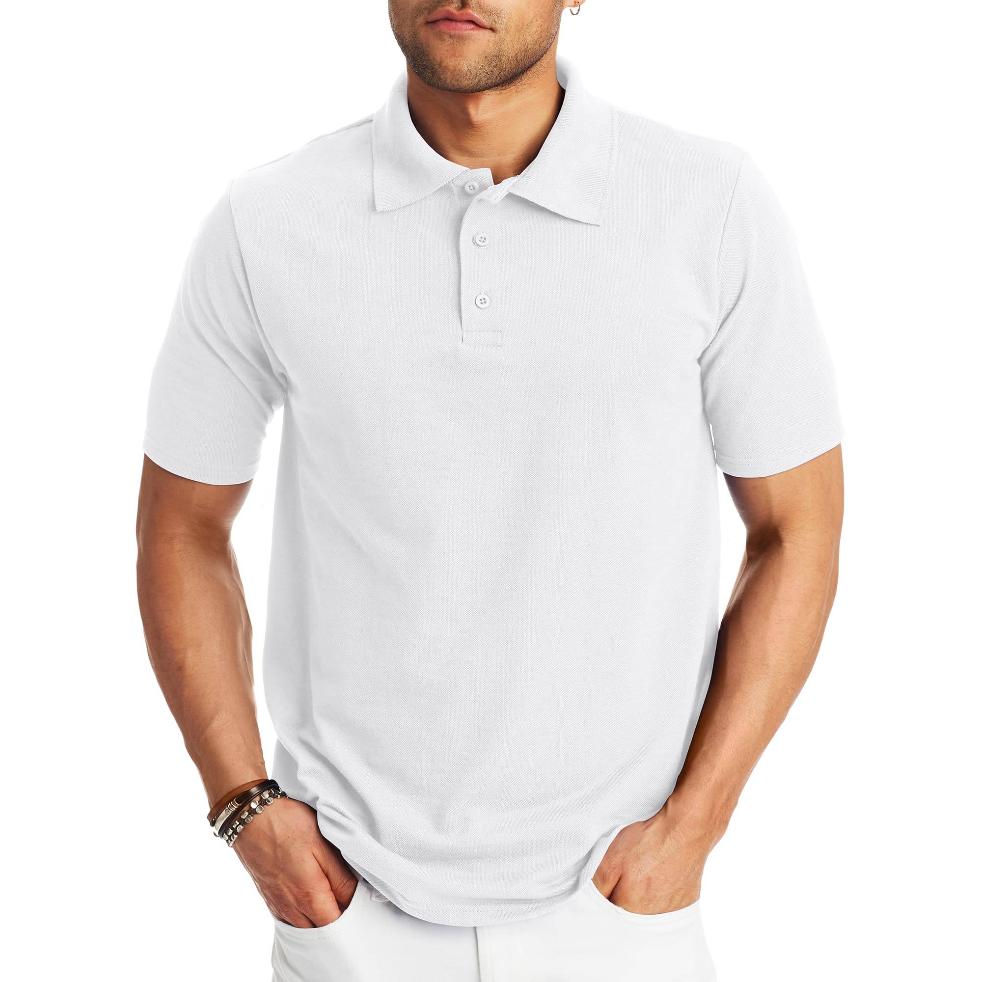 Hanes Men’s Short Sleeve Polo Shirt, Midweight Men's Shirt