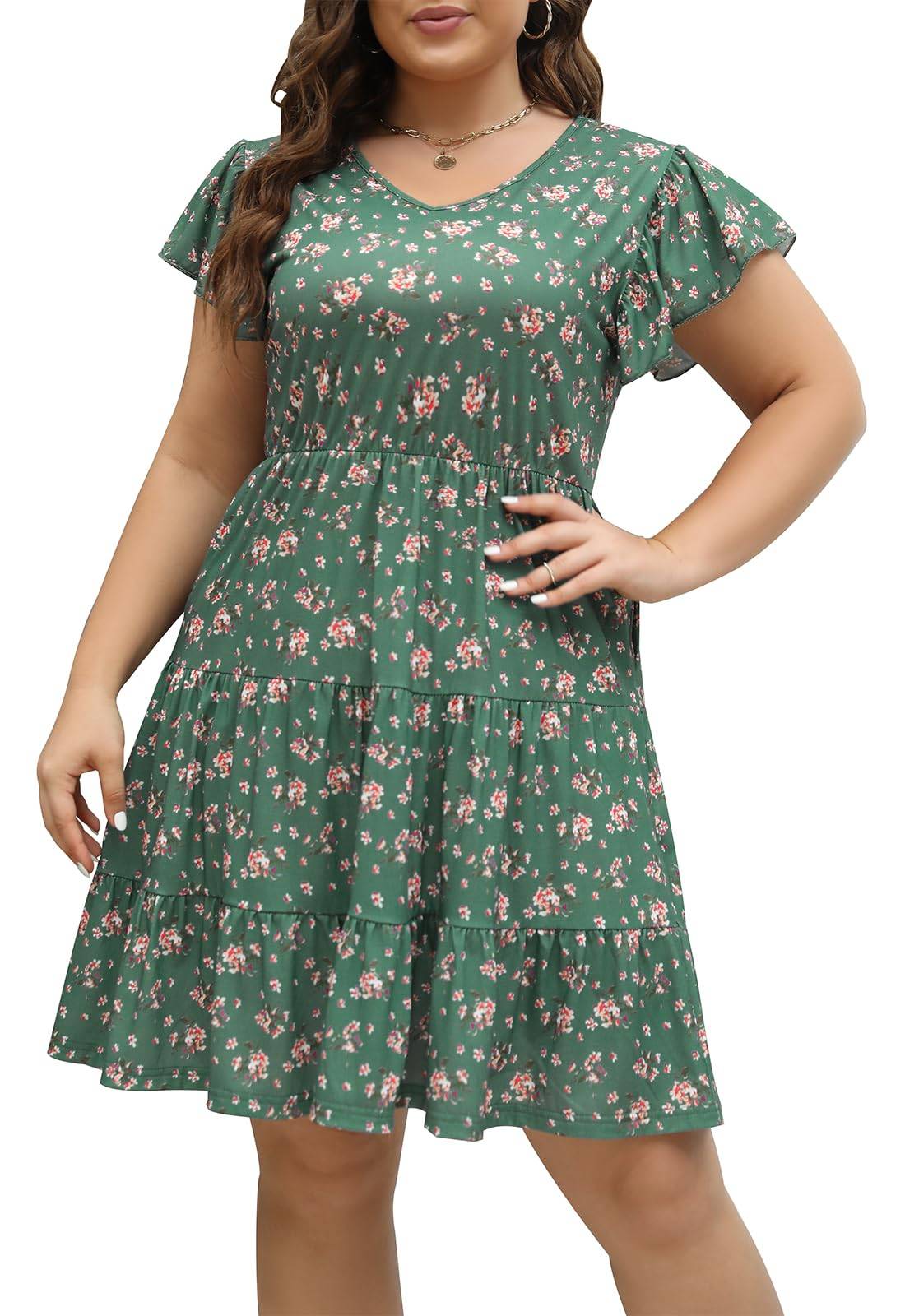 Womens Plus Size dresses Midi Dress with Pockets