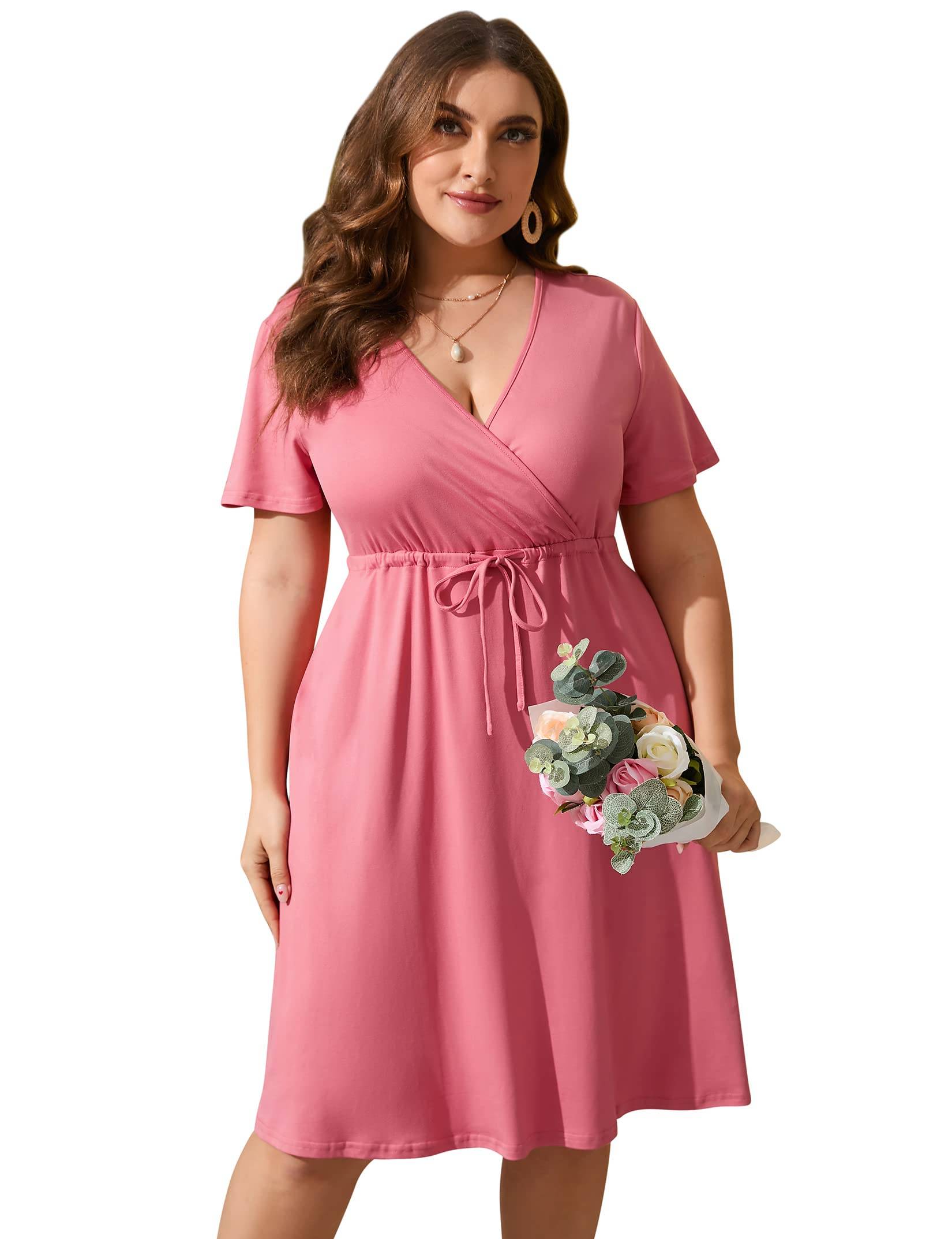 Plus Size Summer Dress Women's A Line Midi Dresses