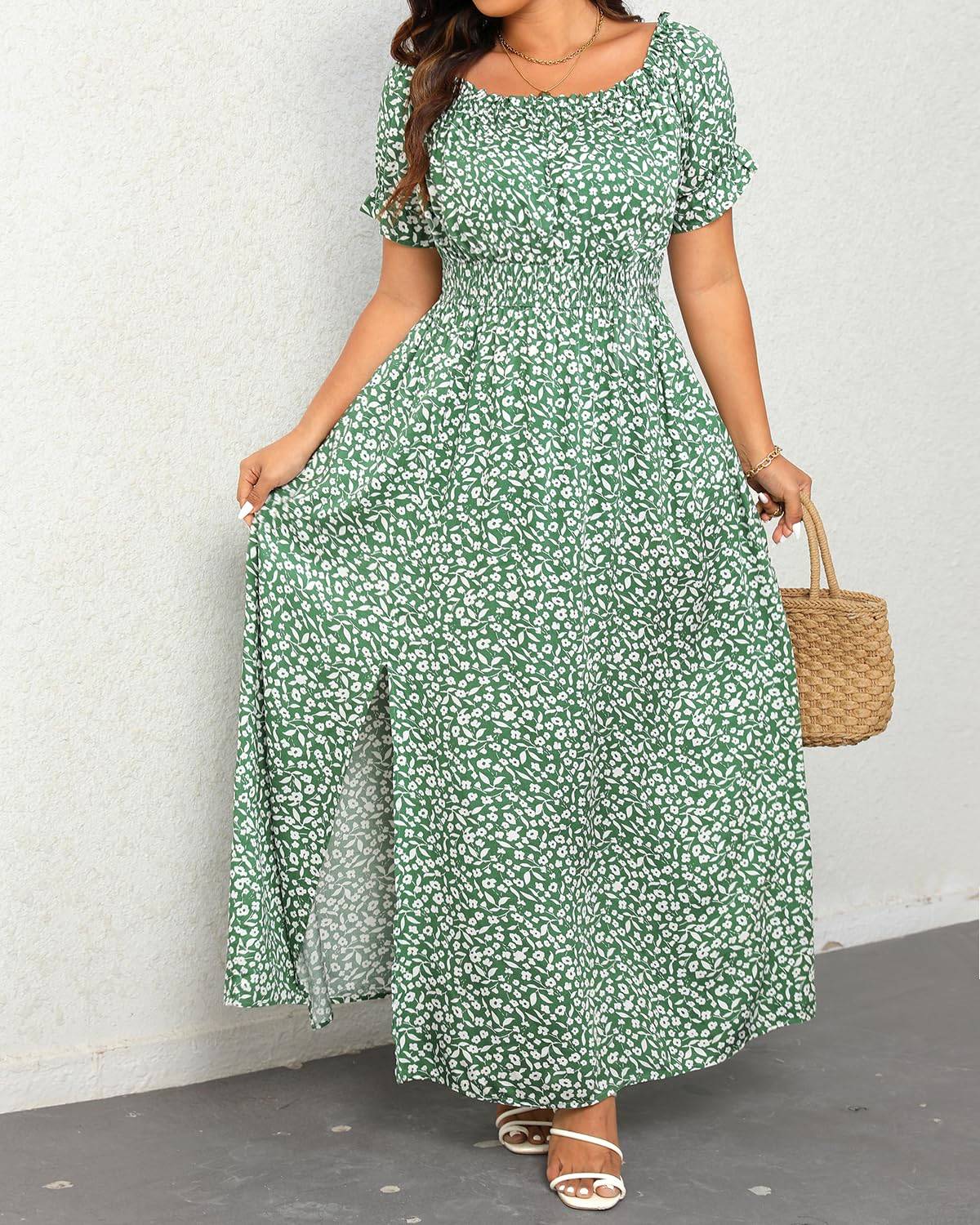 Women's Boho Dress Plus Size Floral Maxi Sundress