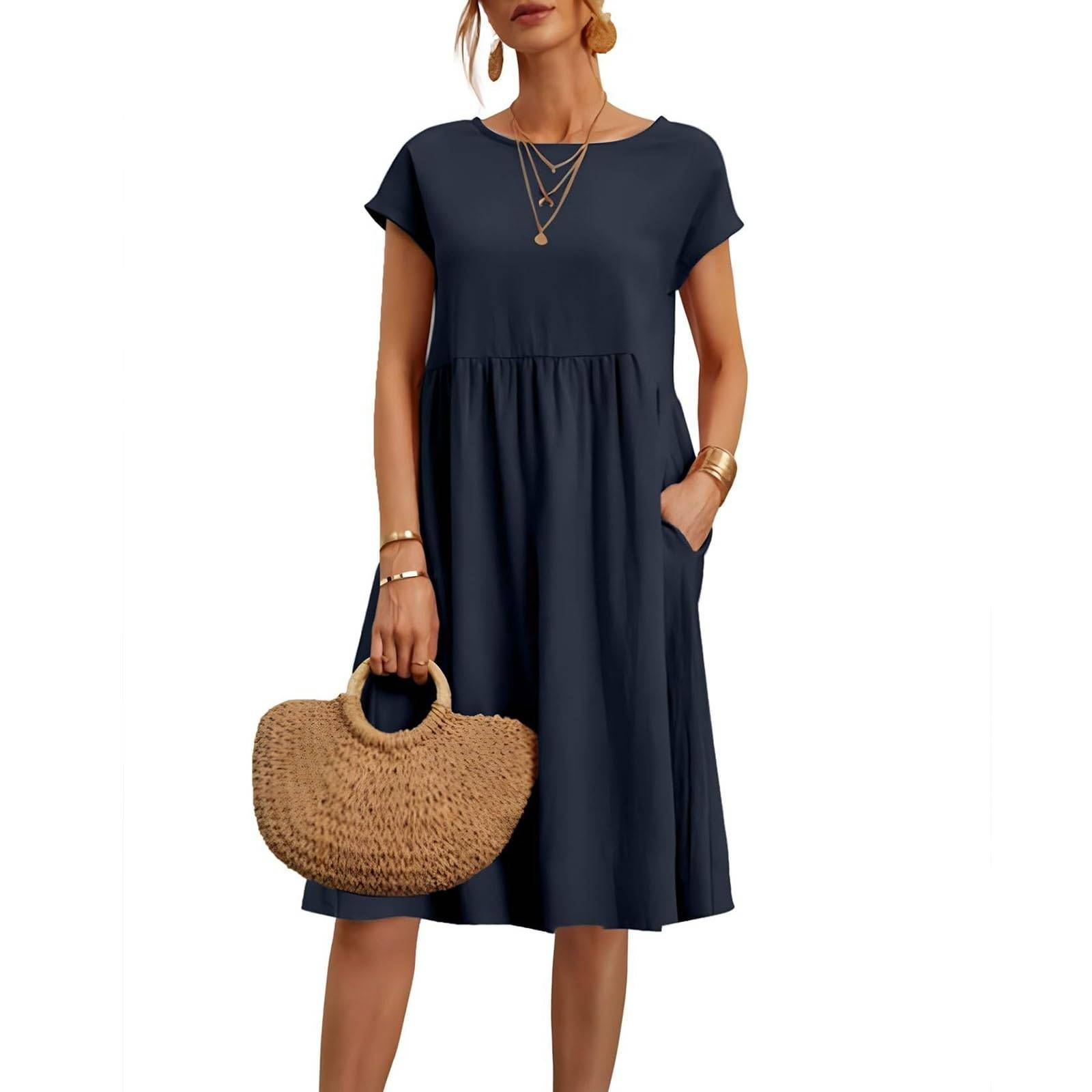 Women Plus Size Midi Dress Beach Sundress