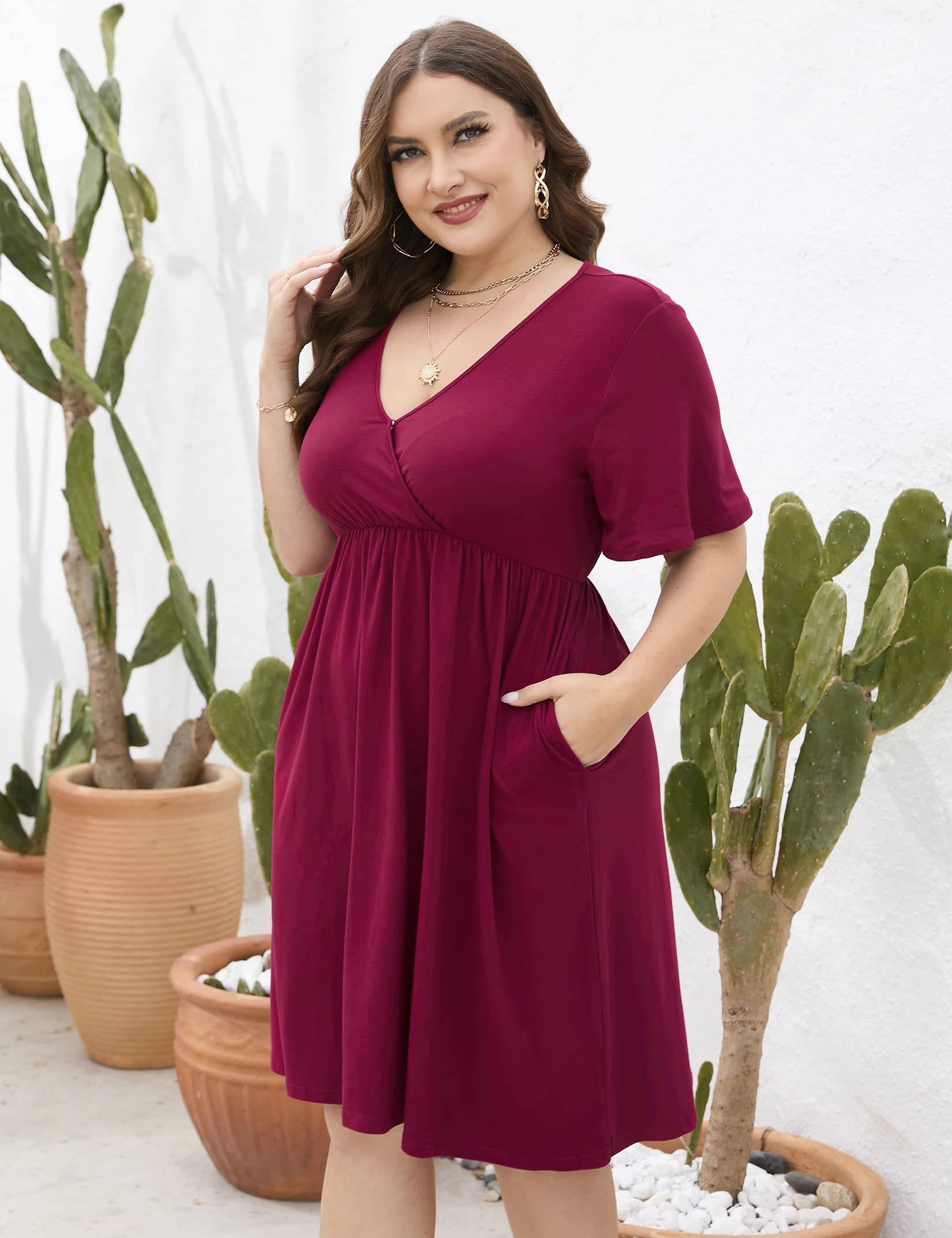 Plus Size Summer Dress Women's A Line Midi Dresses