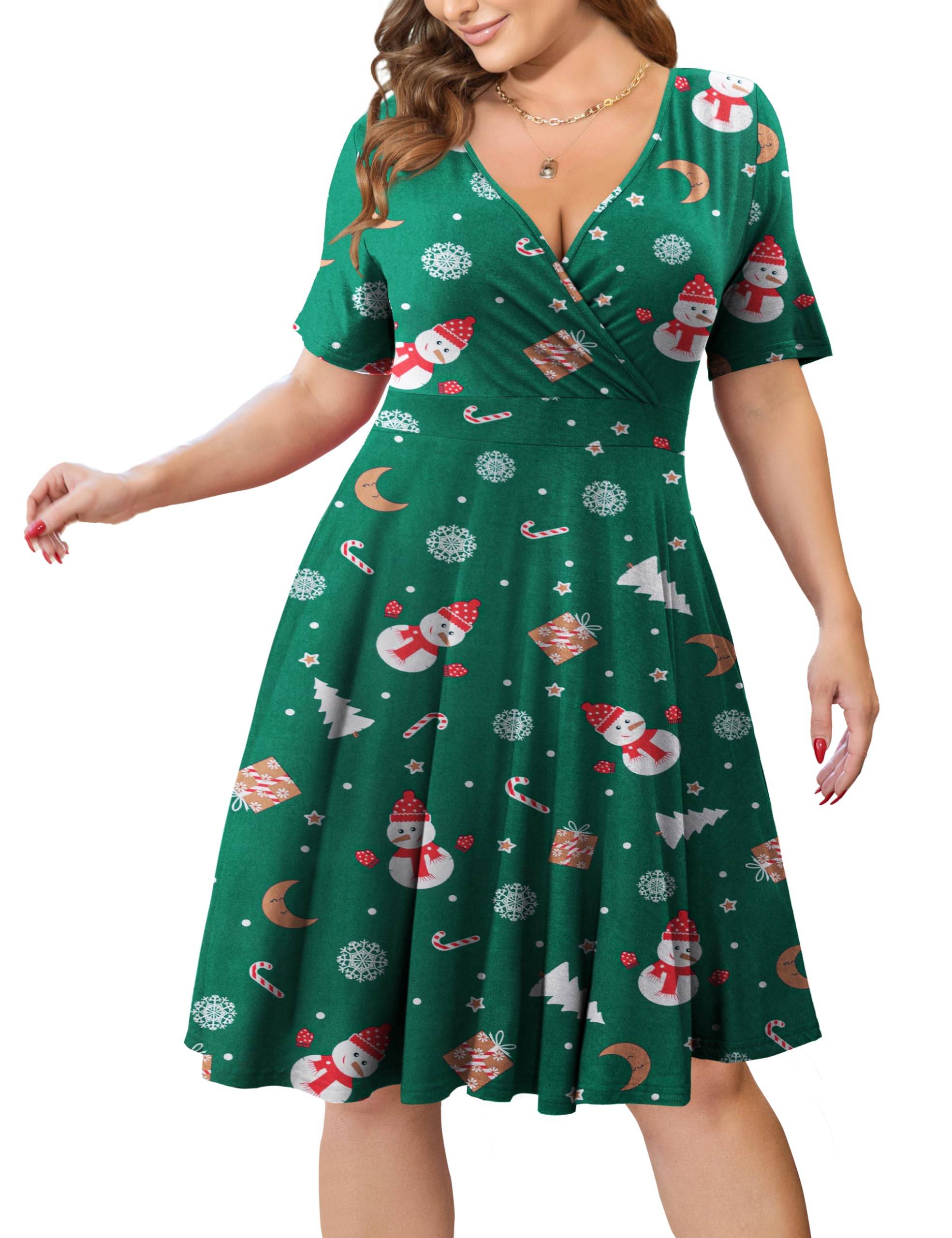 Womens Plus Size Dresses Wrap Dress with Pockets