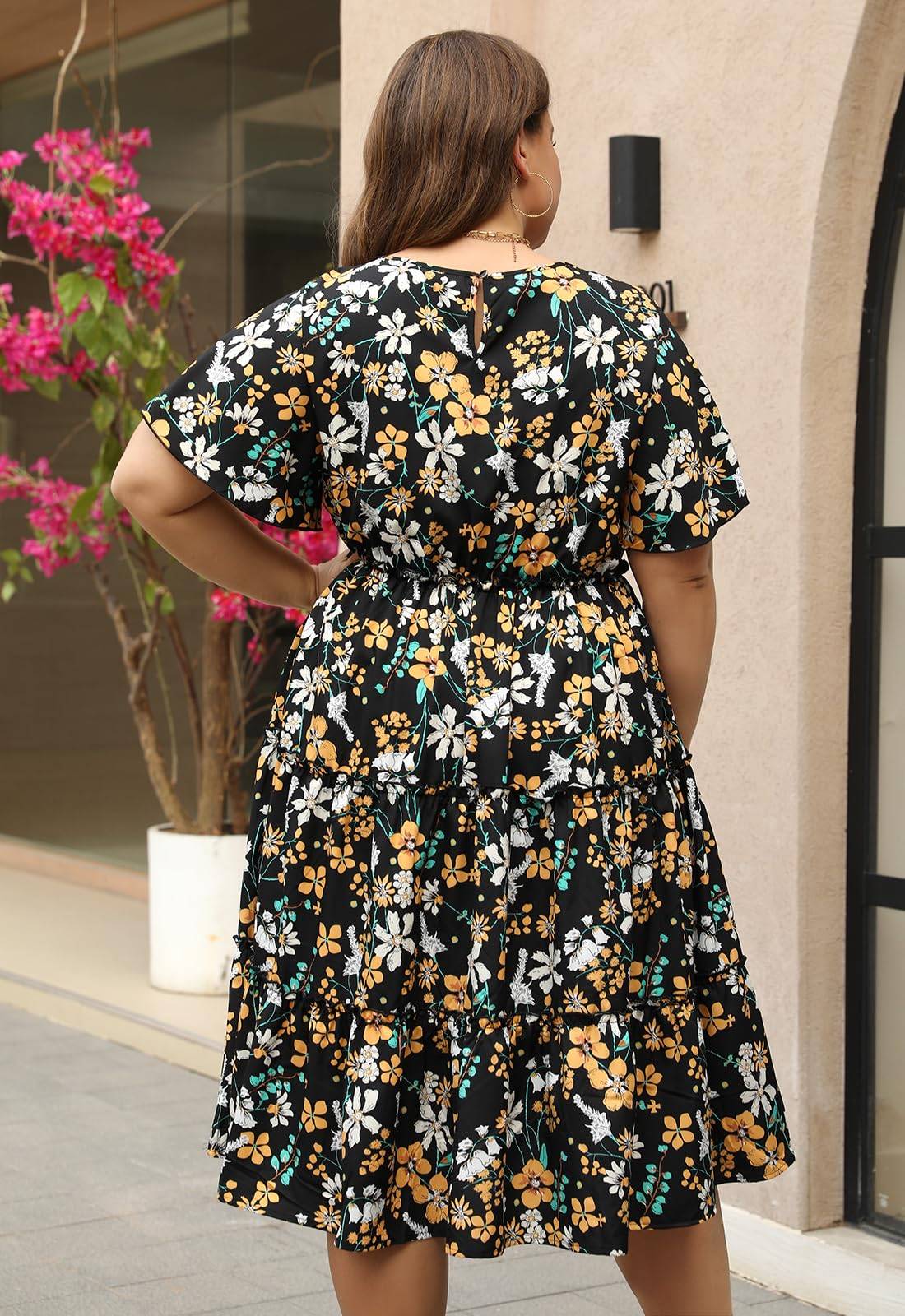 Women Plus Size Summer Midi Dress with Pocket