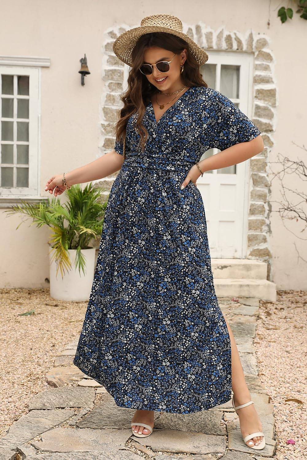 Plus Size Maxi Dresses Women Boho Floral