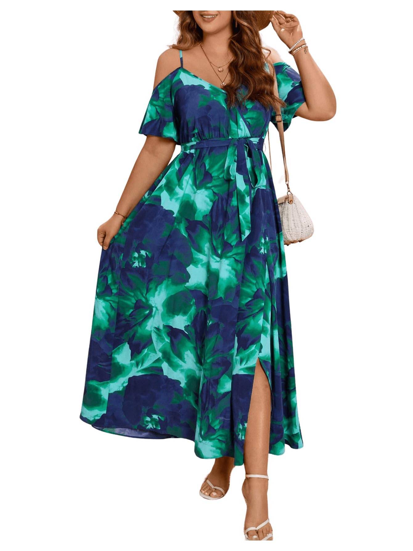 Women's Plus Size Short Sleeve Long Dress