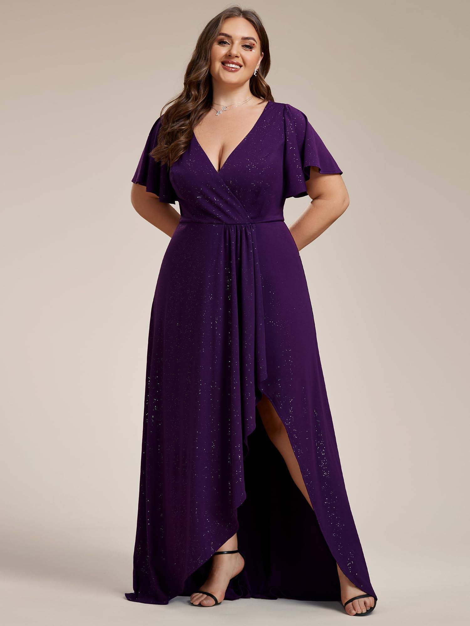 Women's Glitter A-line Plus Size Formal Dresses