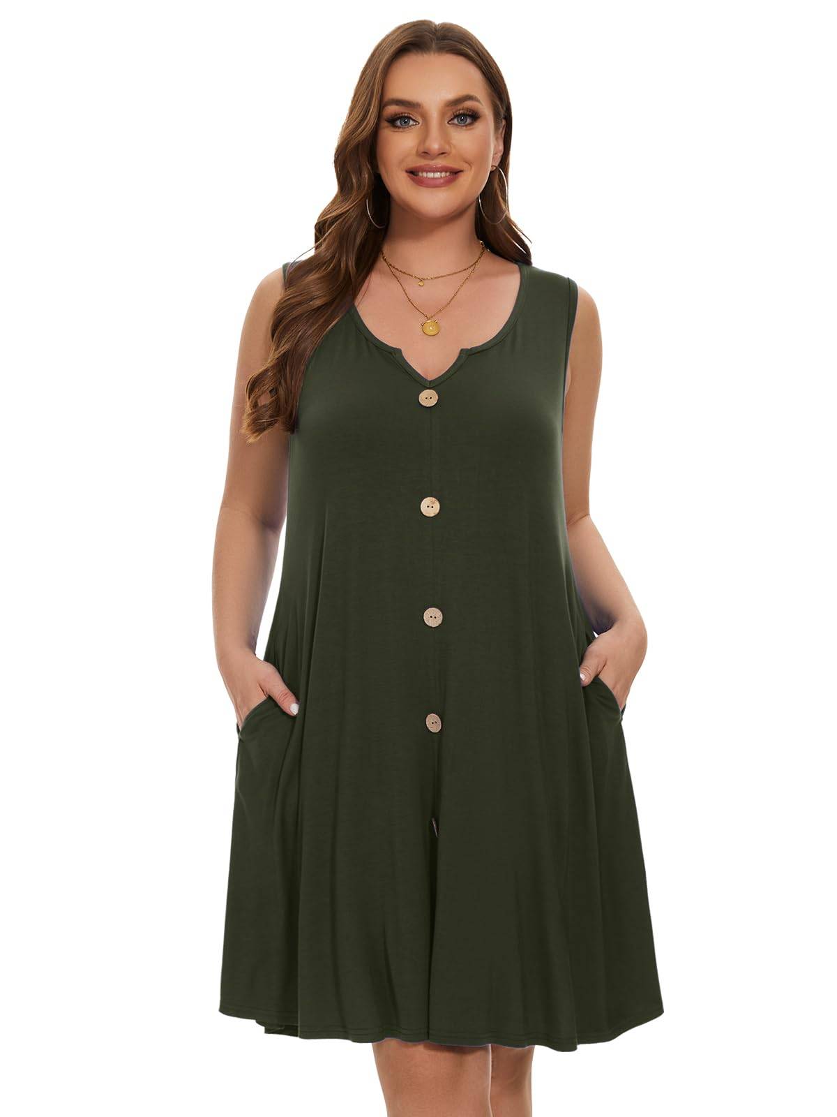 Women Plus Size A Line Sundresses Midi Dress