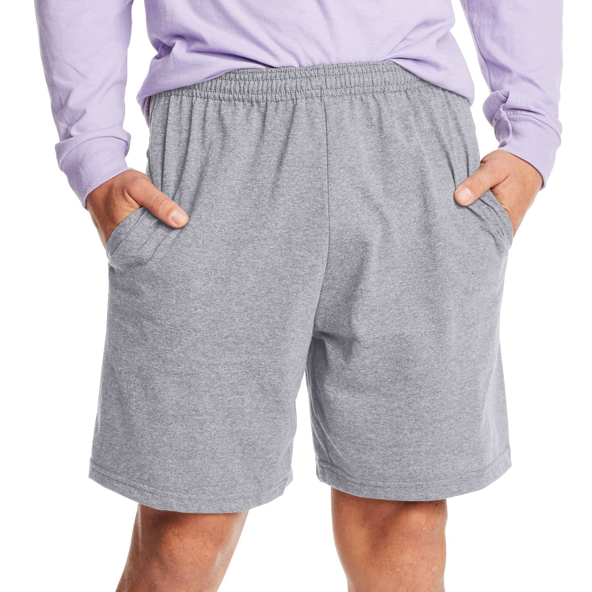 Men's Athletic Shorts, Cotton Shorts, Pull-On Knit Shorts with Pockets, Knit Gym Shorts, 7.5" Inseam