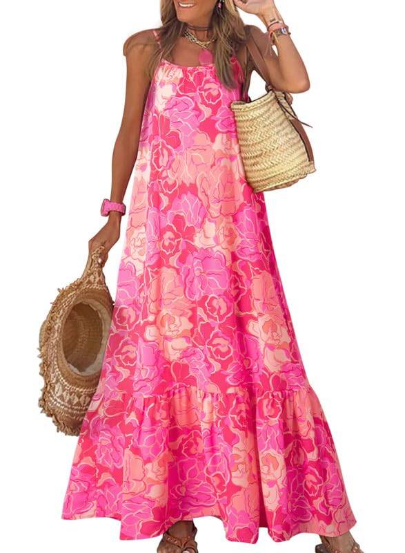 Women Strap Neck Boho Maxi Dress Plus Size