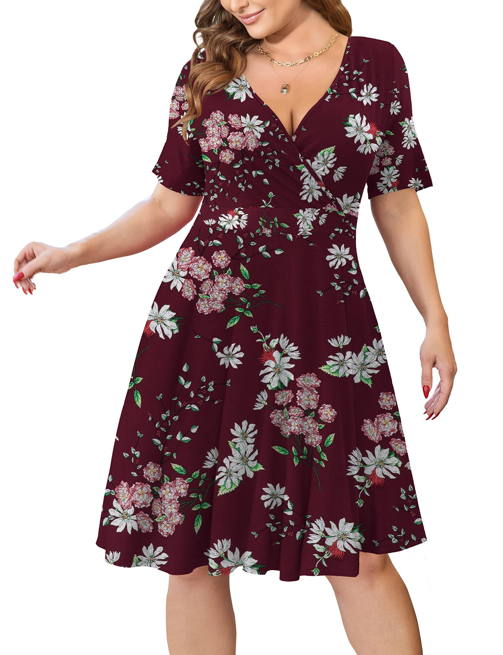 Womens Plus Size Dresses Wrap Dress with Pockets