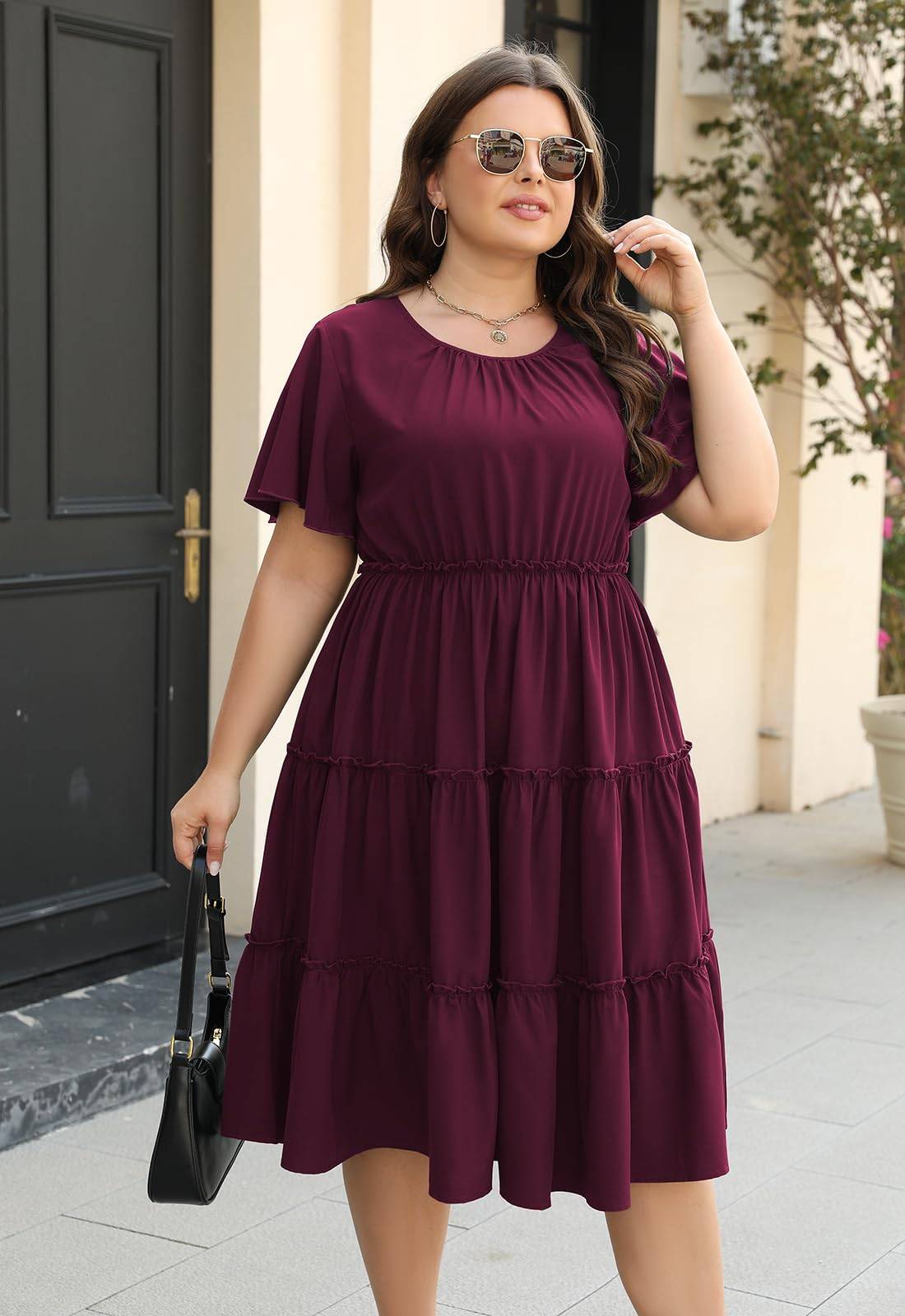 Women Plus Size Summer Midi Dress with Pocket