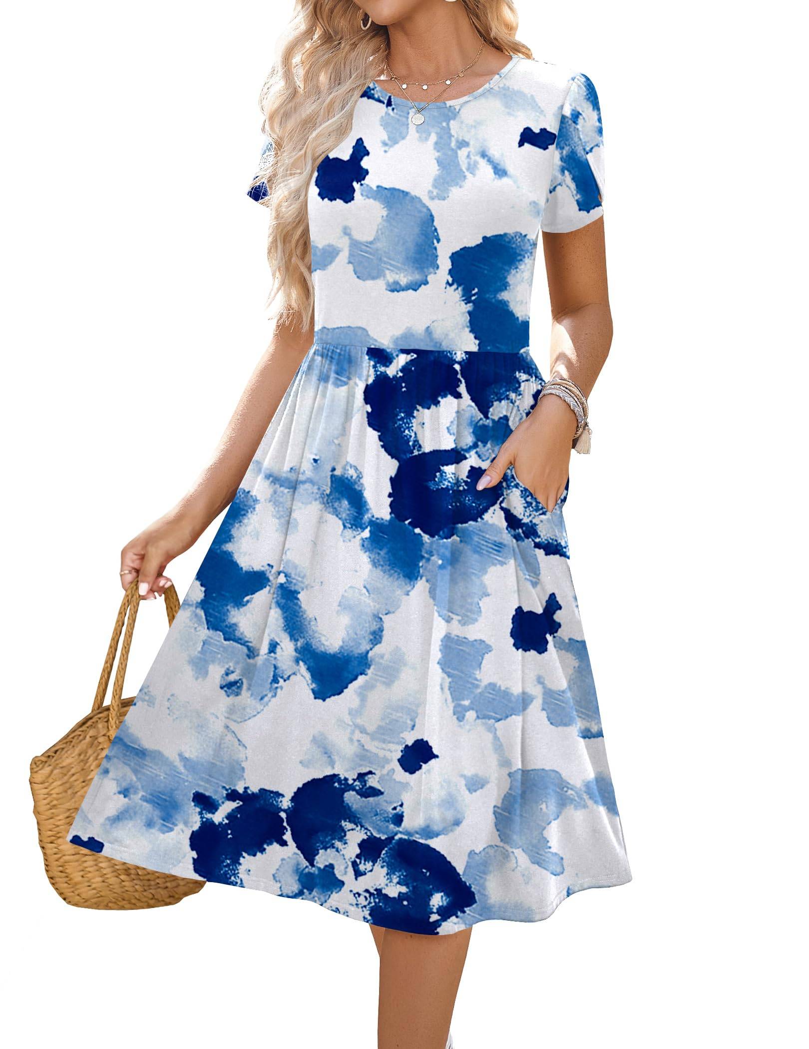 Women's A-Line Midi Dresses Floral Beach Sundress