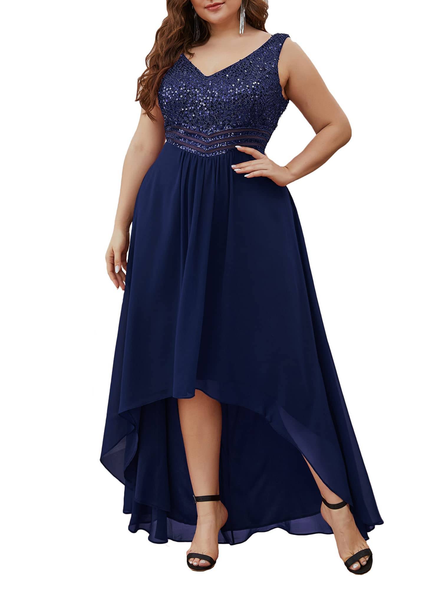 Plus Women V Neck Maxi Formal Party Dress